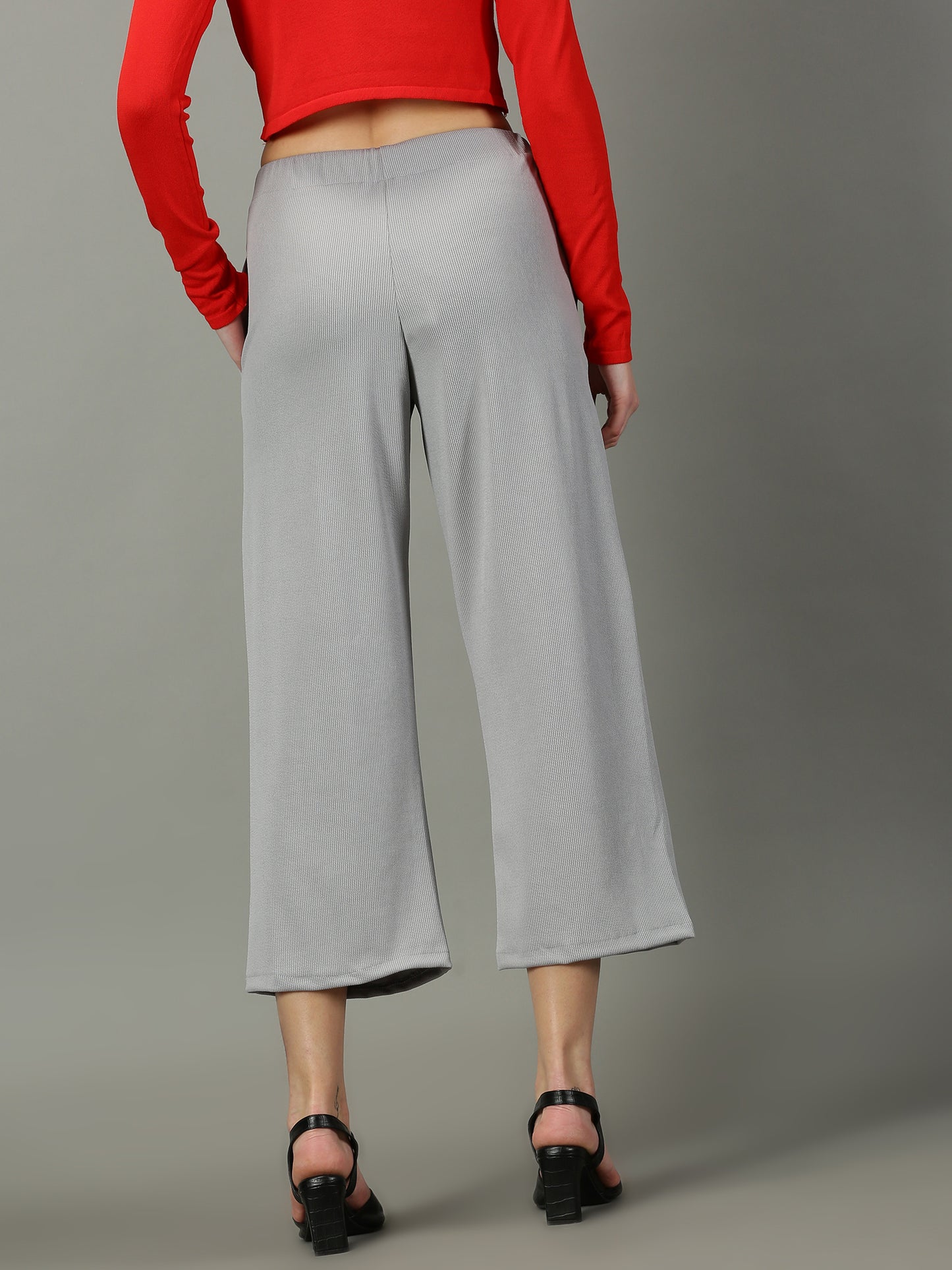 Light Grey Stretchable Culottes with Pockets