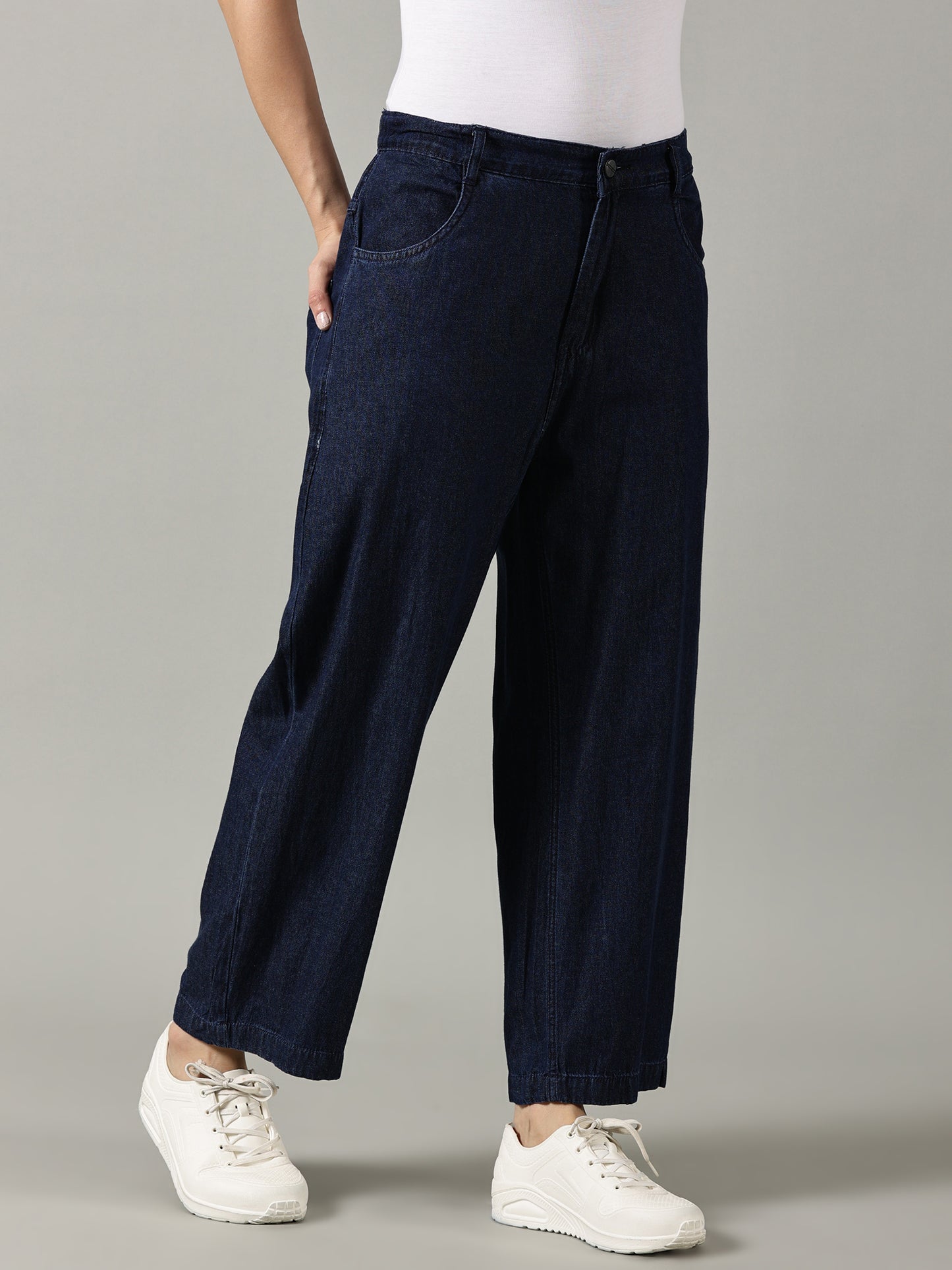Denim Blue Wide Leg Jeans