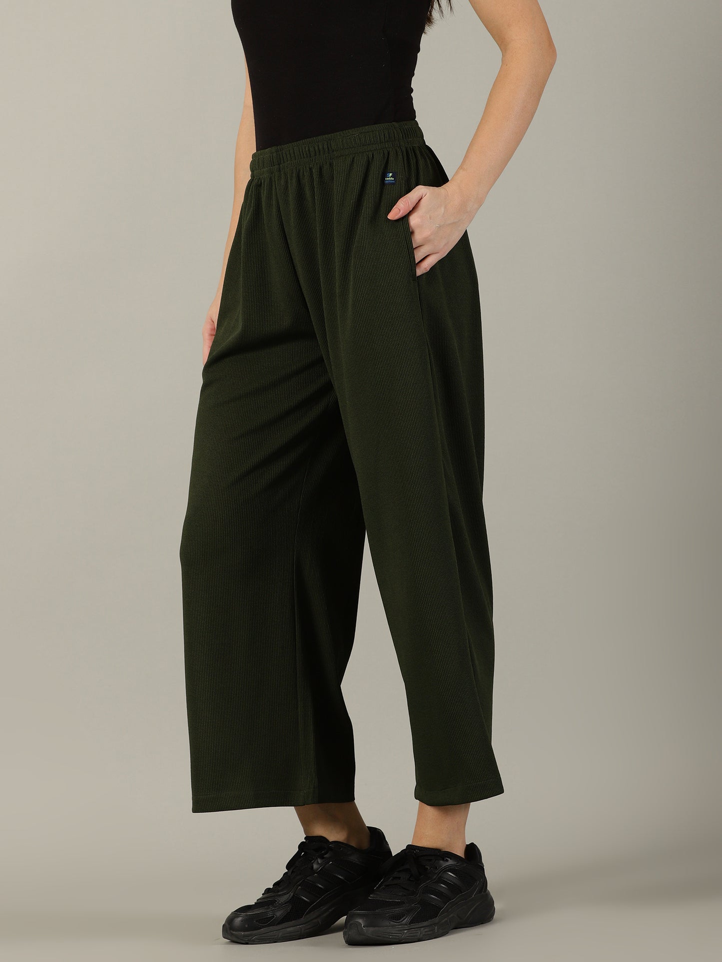 Olive Stretchable Culottes with Pockets