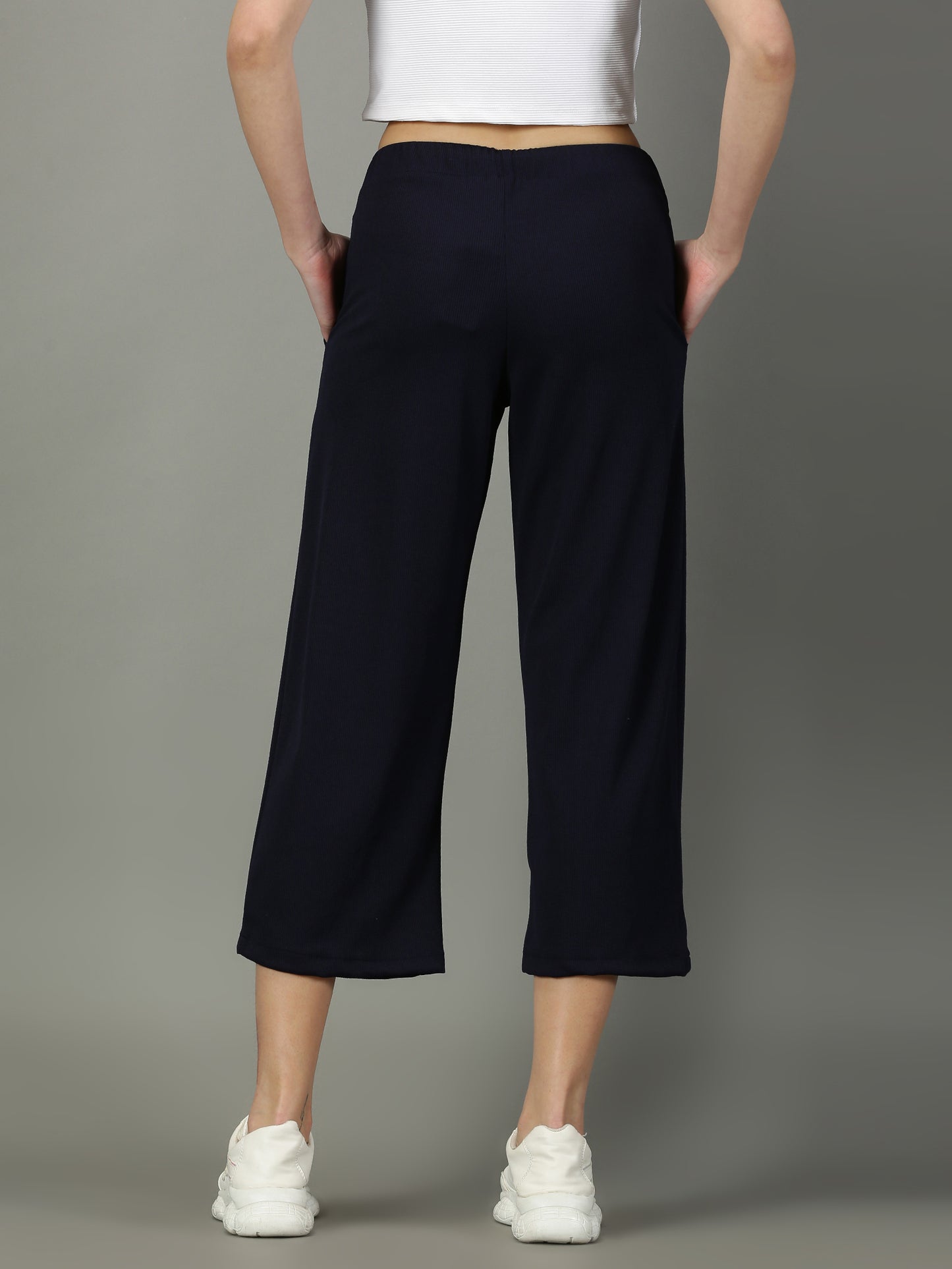 Navy Stretchable Culottes with Pockets