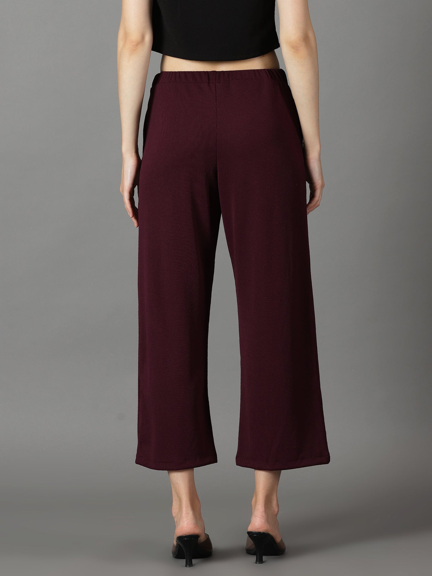 Wine Stretchable Culottes with Pockets
