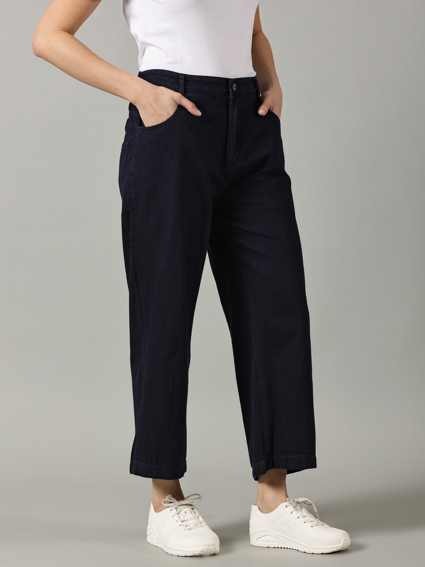 Navy Wide Leg Jeans