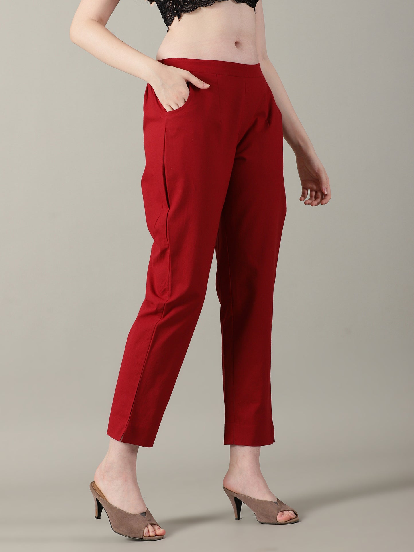 Red Everyday Cotton Pants