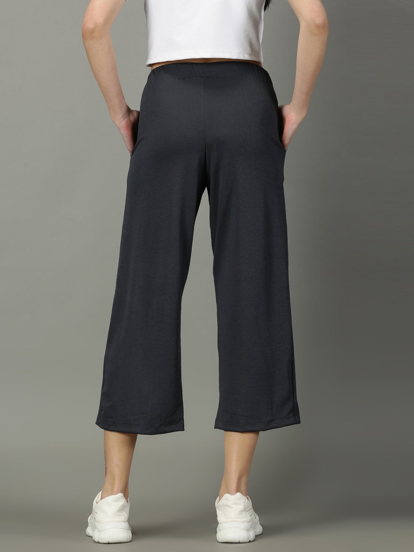 Dark Grey Stretchable Culottes with Pockets