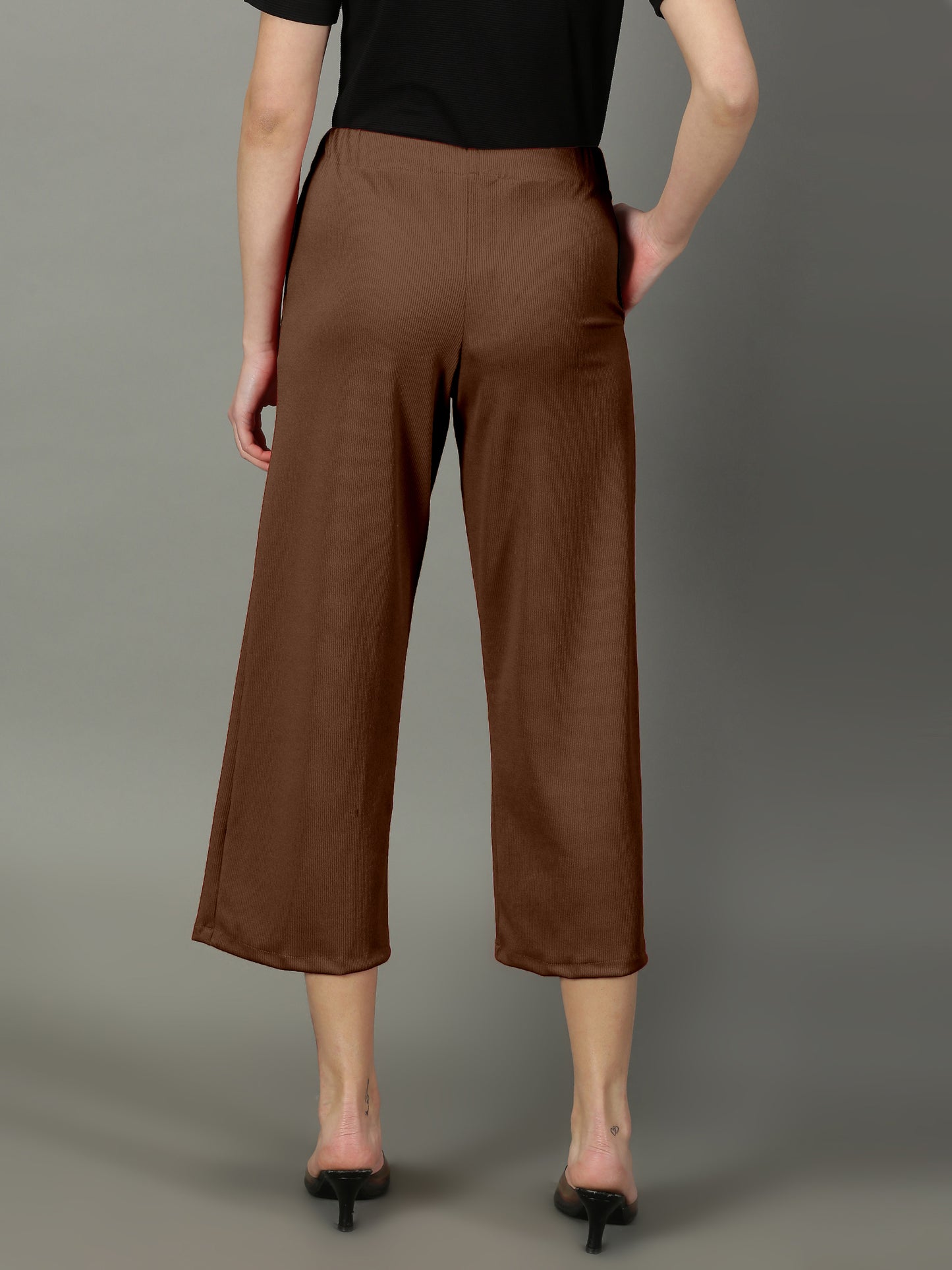 Brown Stretchable Culottes with Pockets