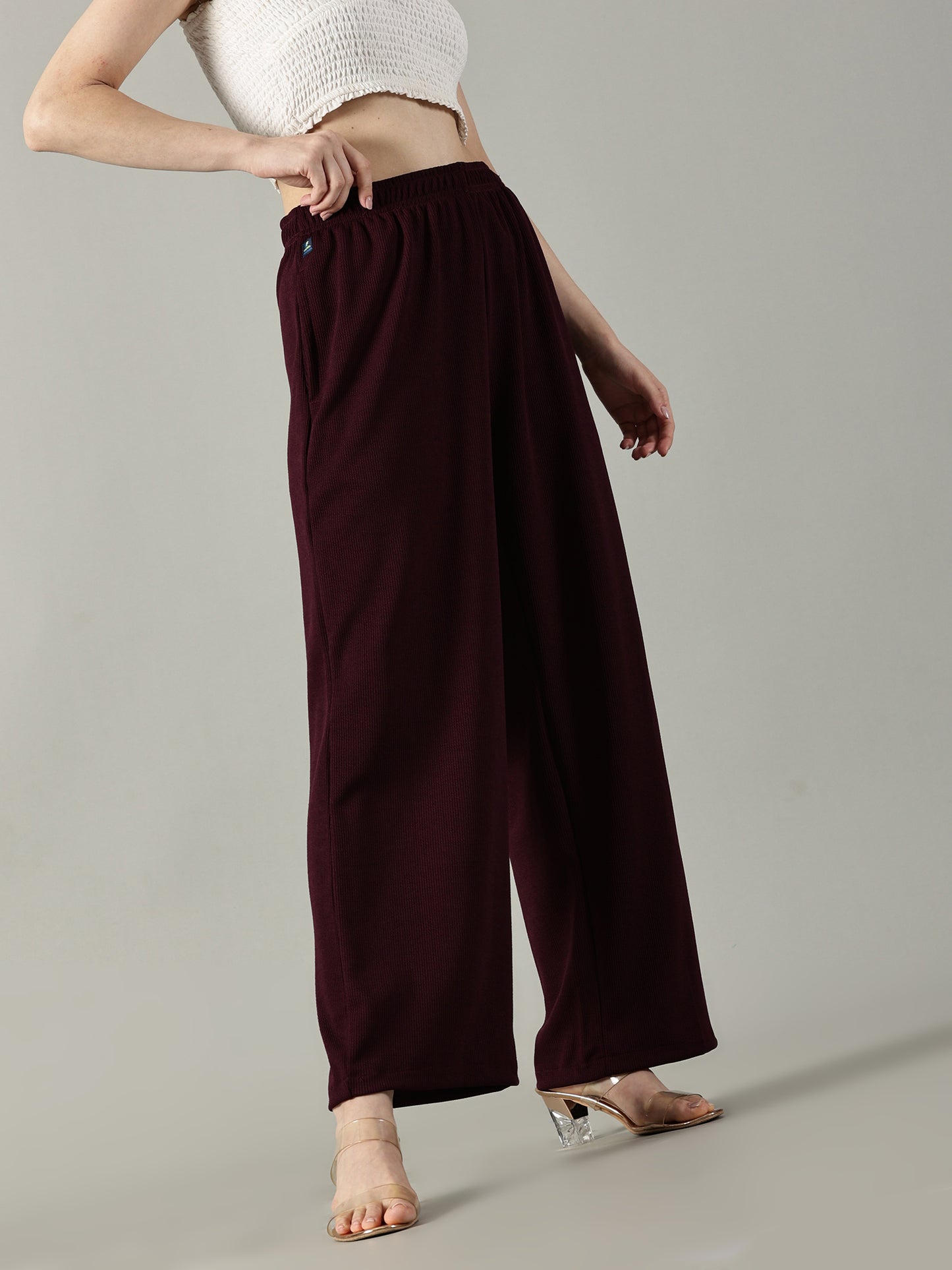 Wine Stretchable Culottes with Pockets