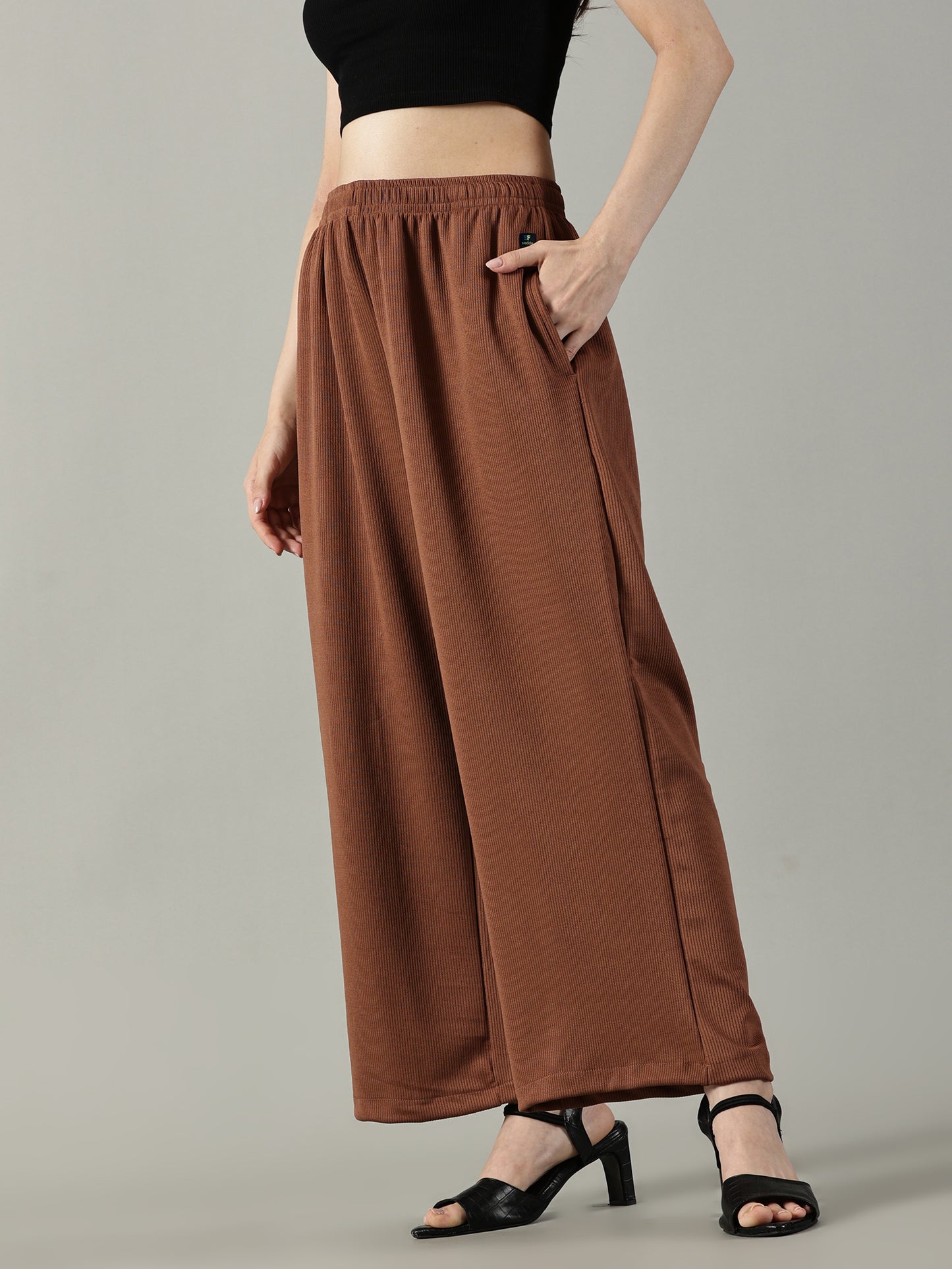 Brown Stretchable Culottes with Pockets