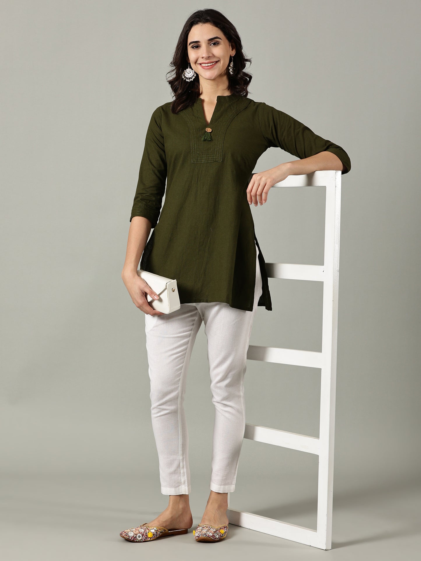 Olive Short Cotton Kurti
