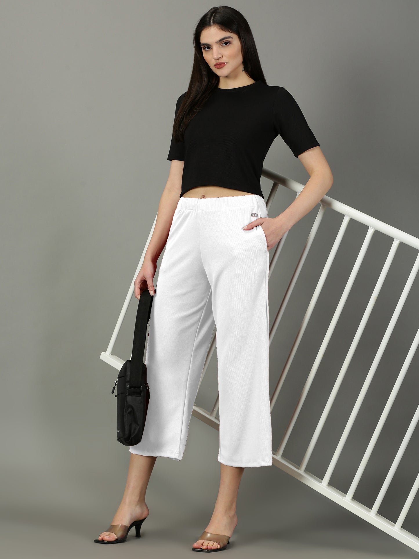 White Stretchable Culottes with Pockets