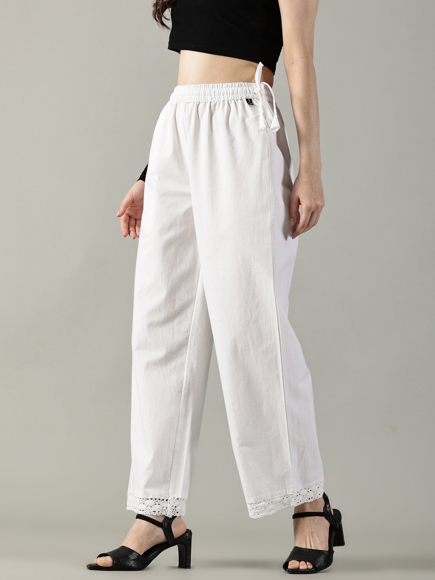 White Cotton Crochet Palazzo