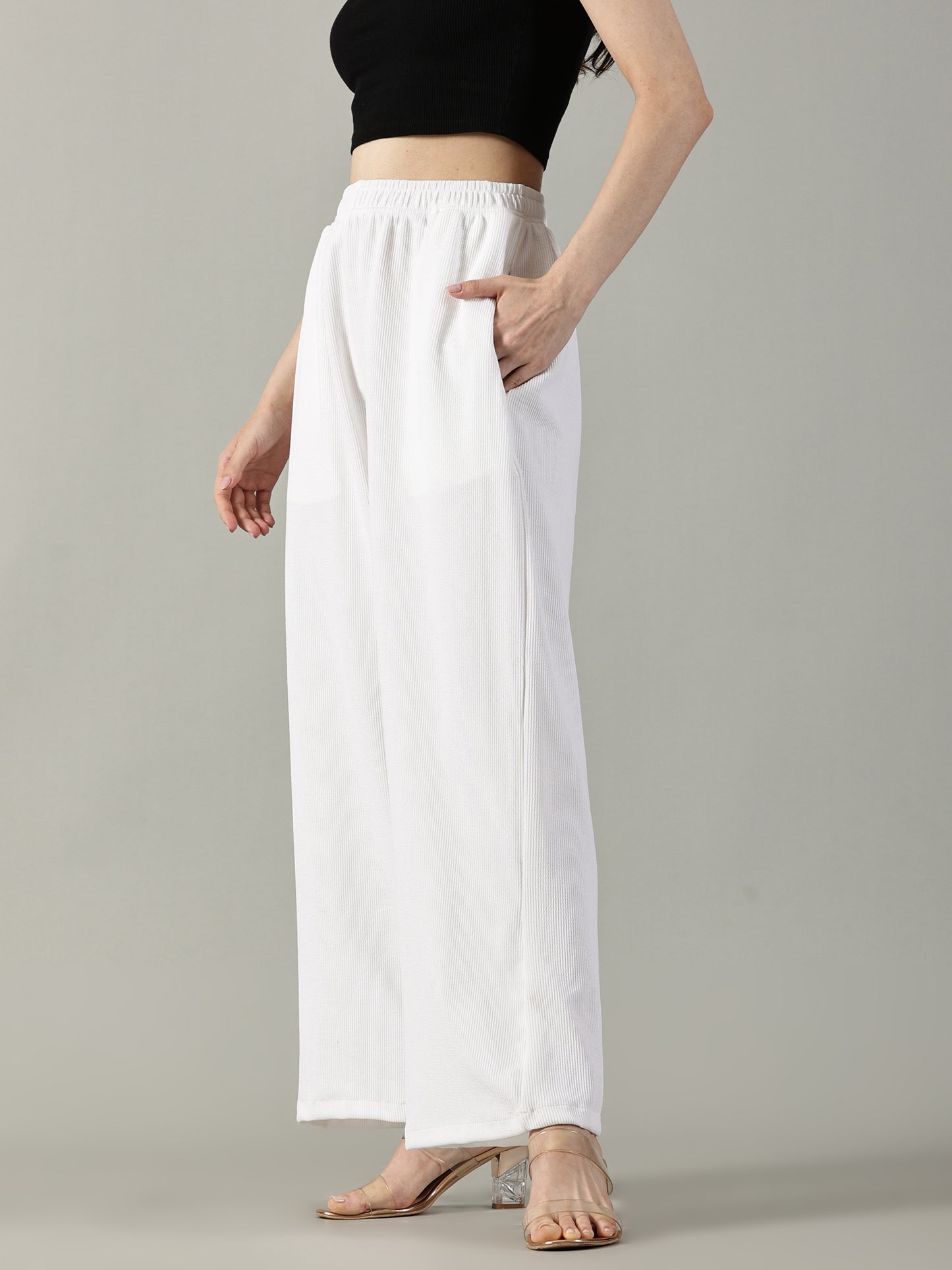 White Stretchable Culottes with Pockets