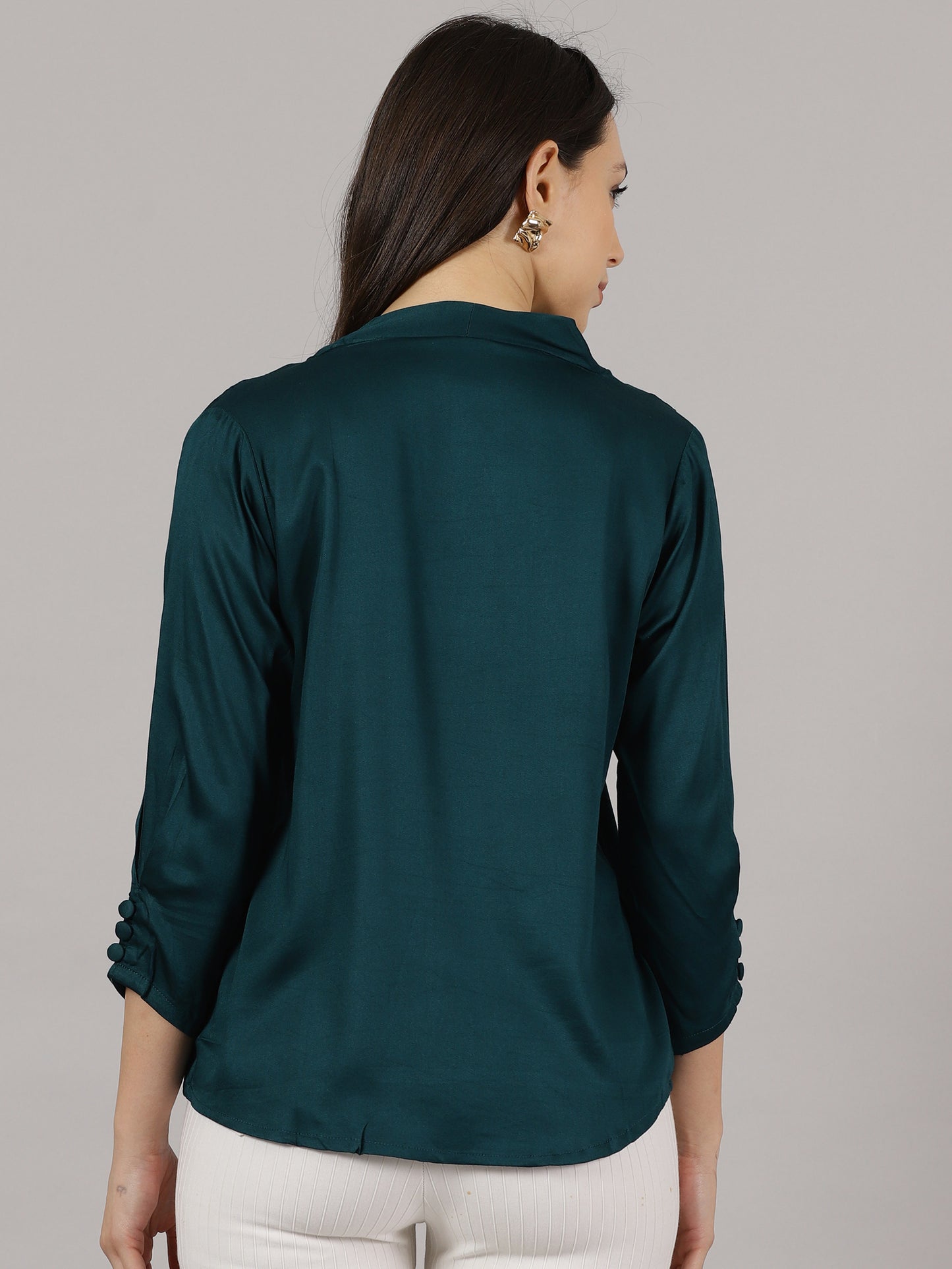 Teal V-Neck Viscose Top