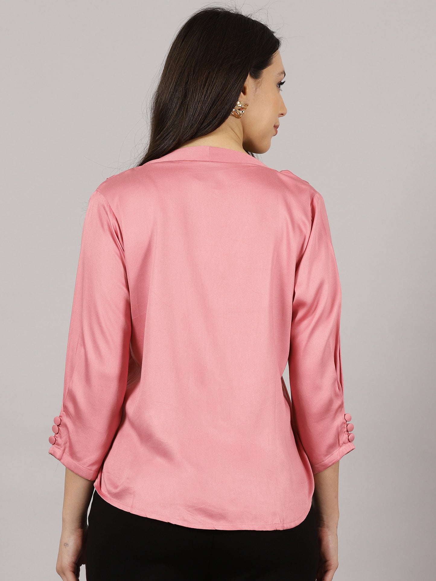 Blush Pink V-Neck Viscose Top