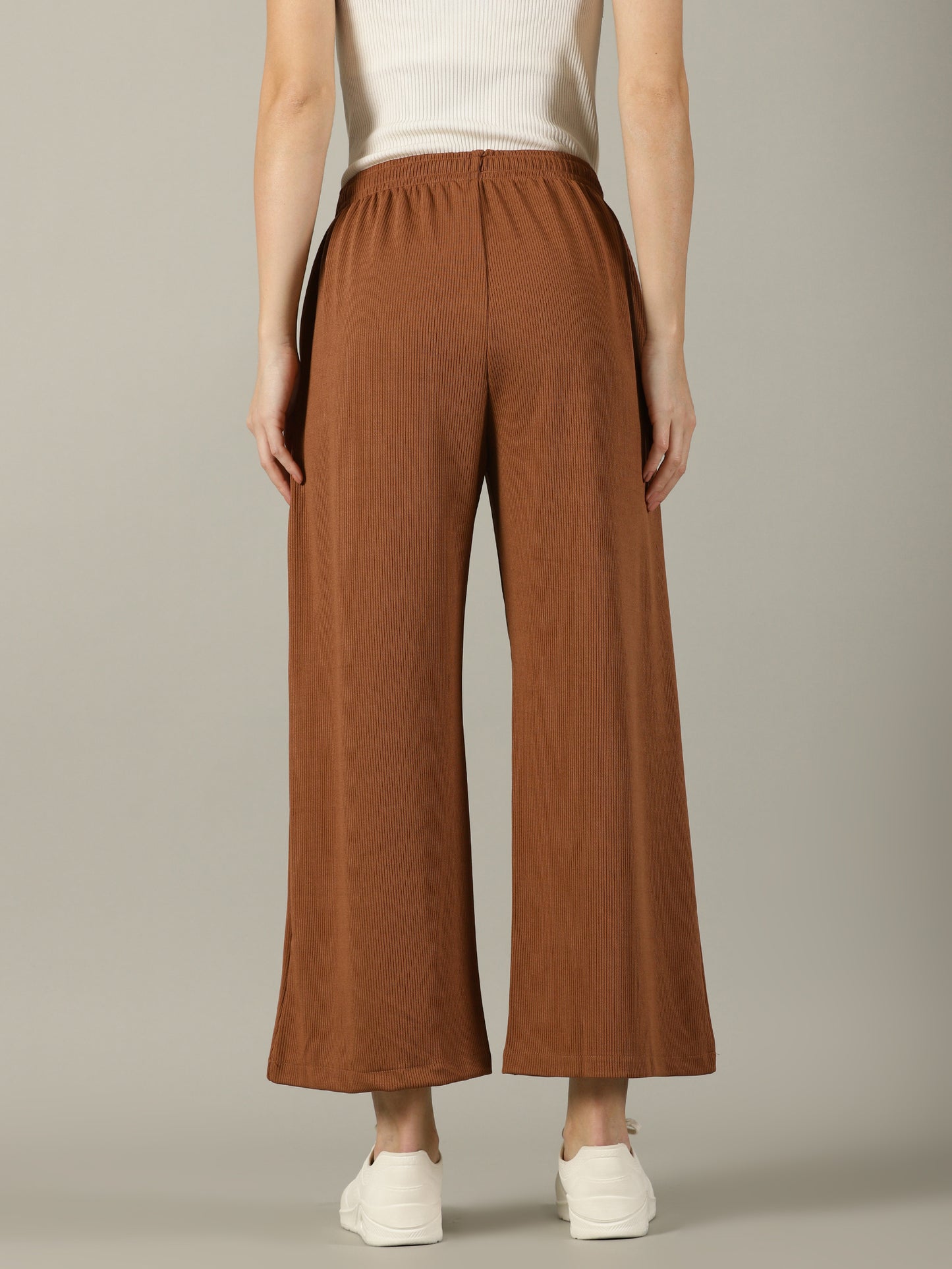 Light Brown Stretchable Culottes with Pockets