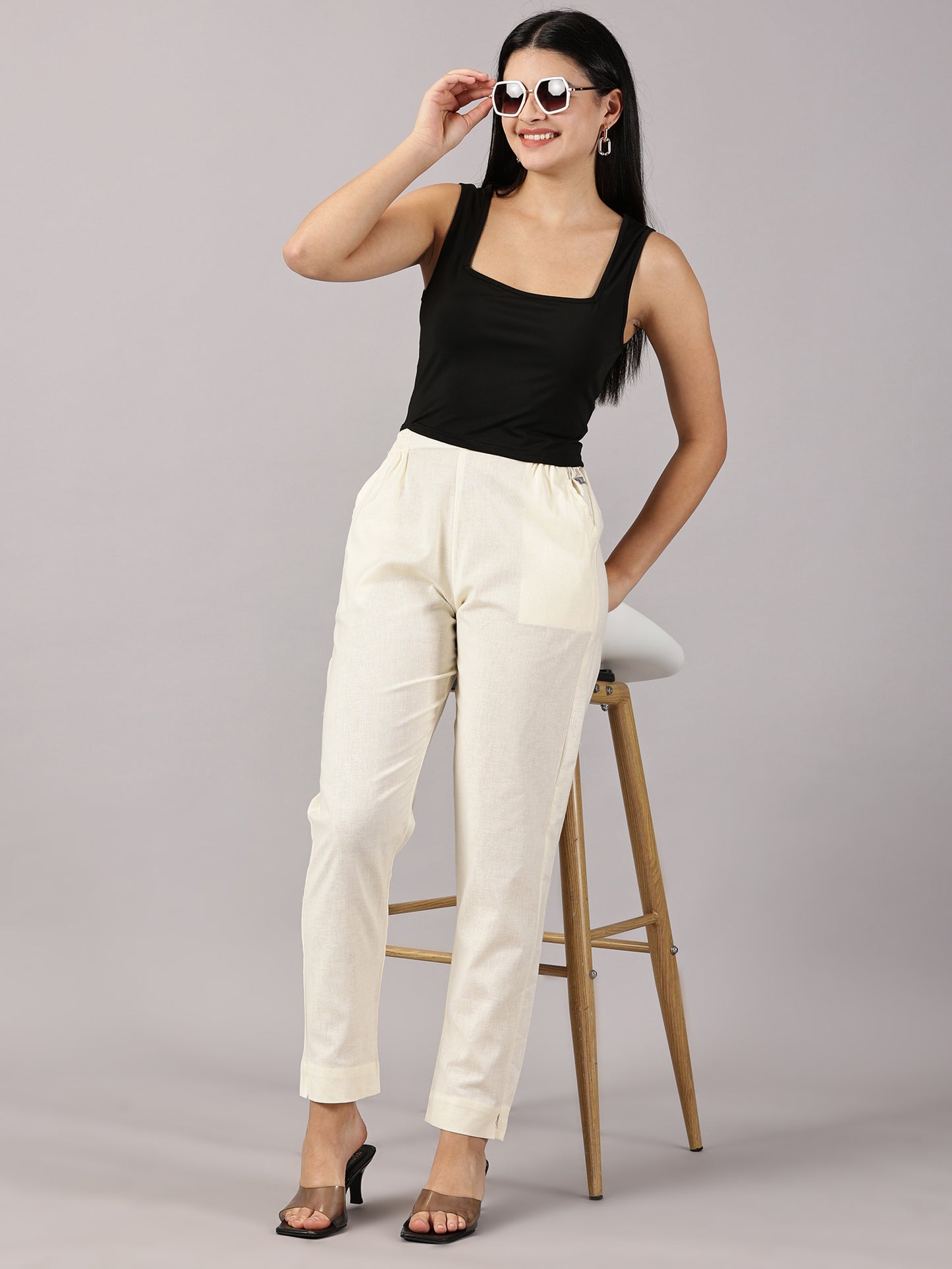 Cream Comfy Cotton Pants