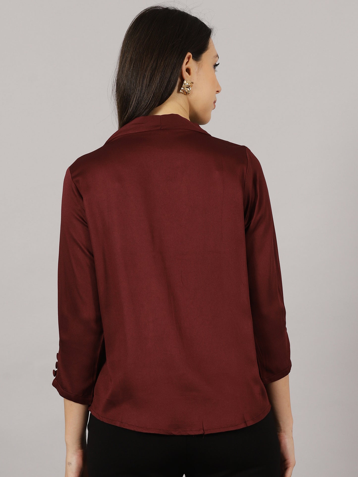 Wine V-Neck Viscose Top