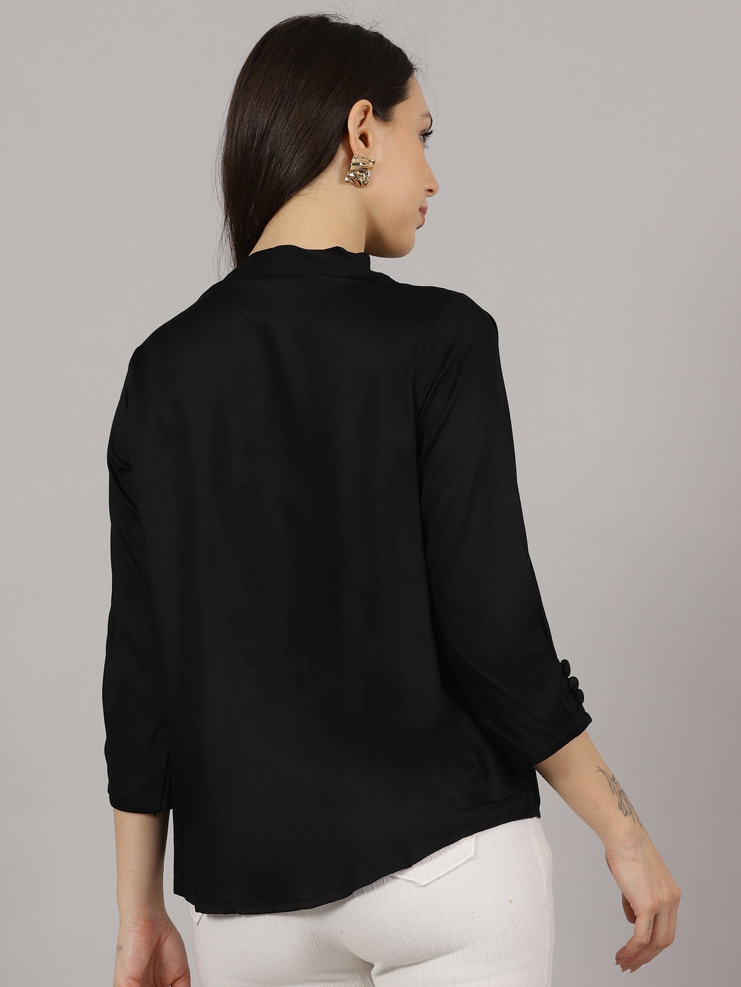 Black V-Neck Viscose Top