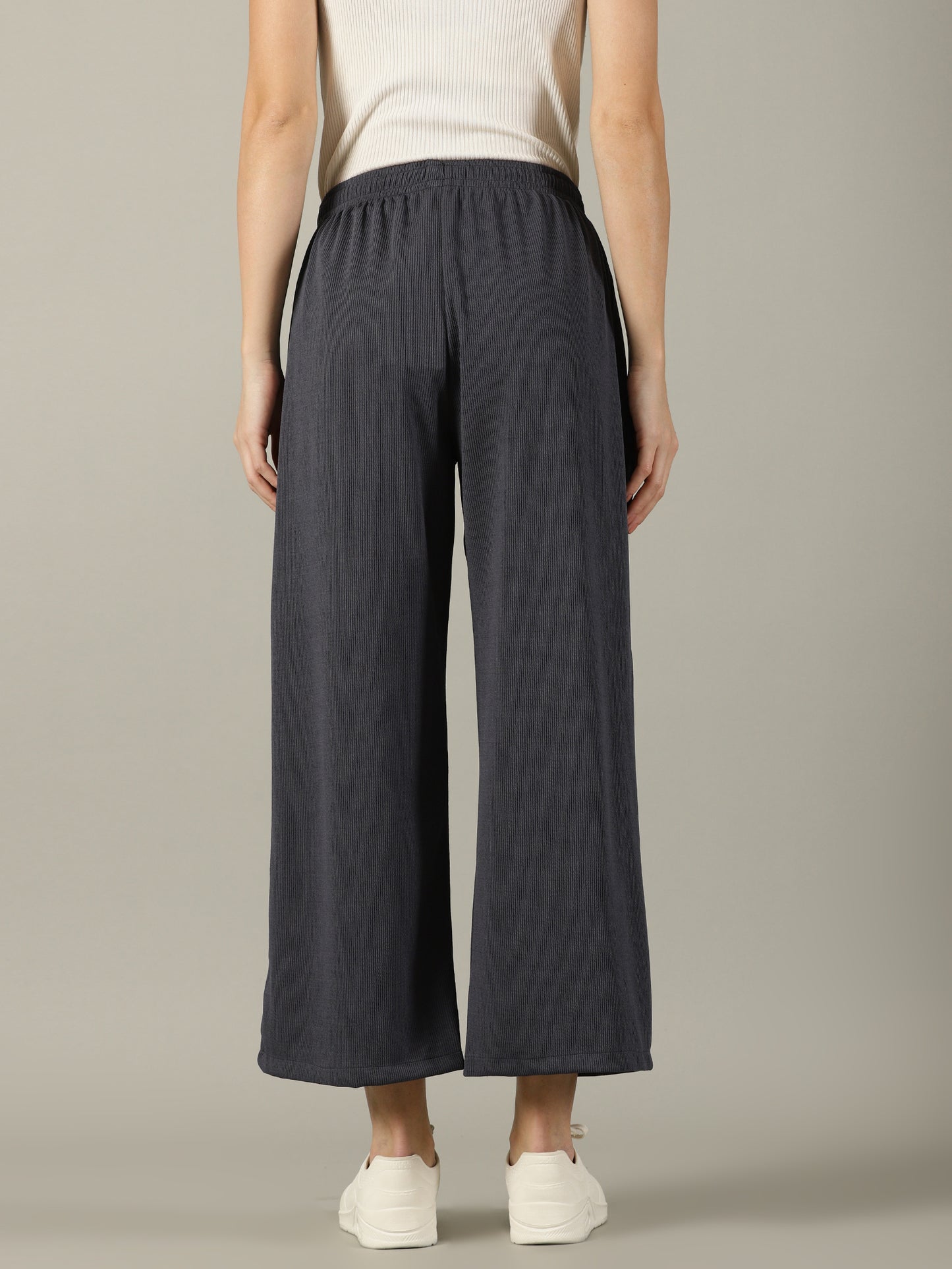 Dark Grey Stretchable Culottes with Pockets