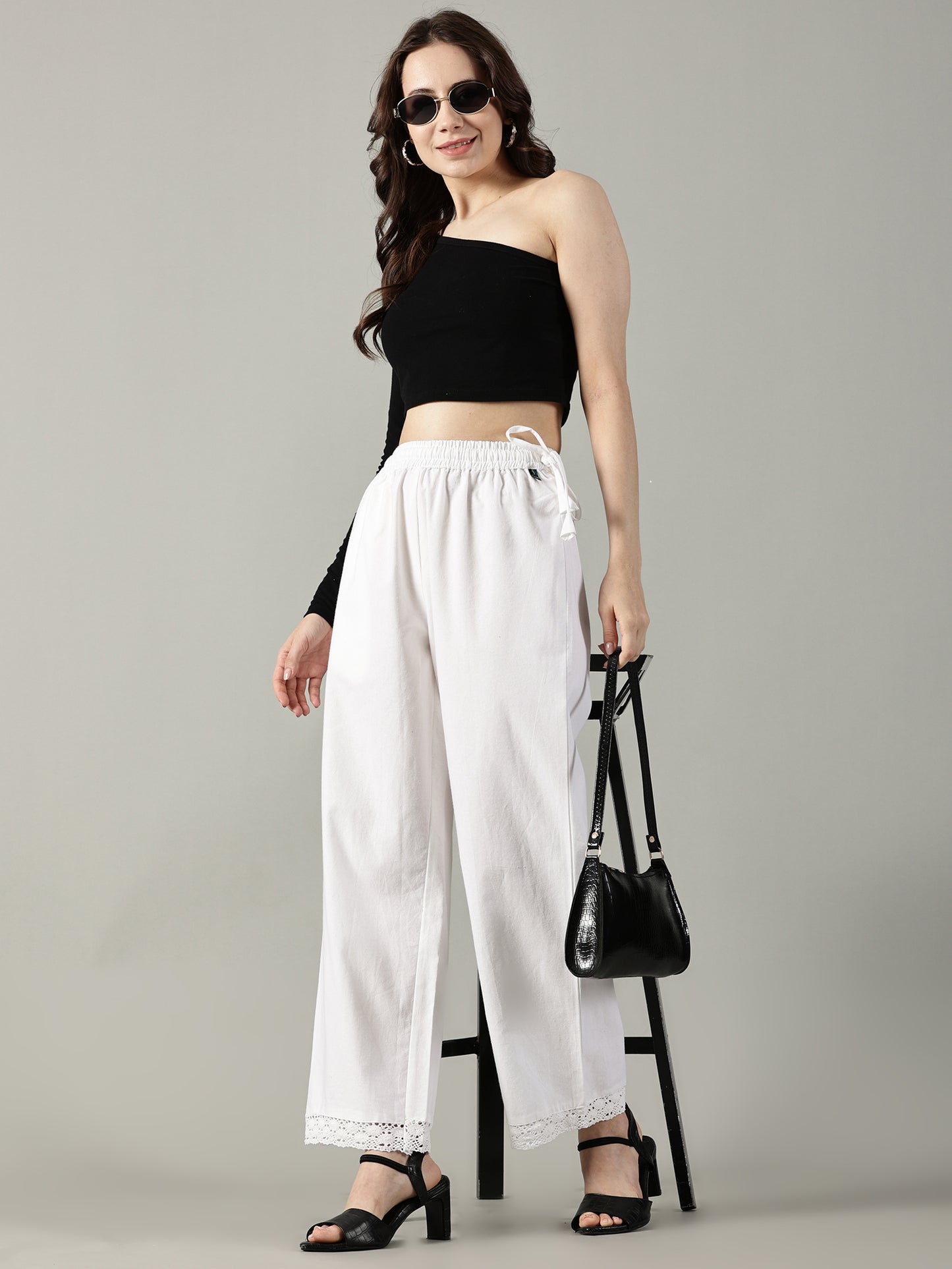White Cotton Crochet Palazzo