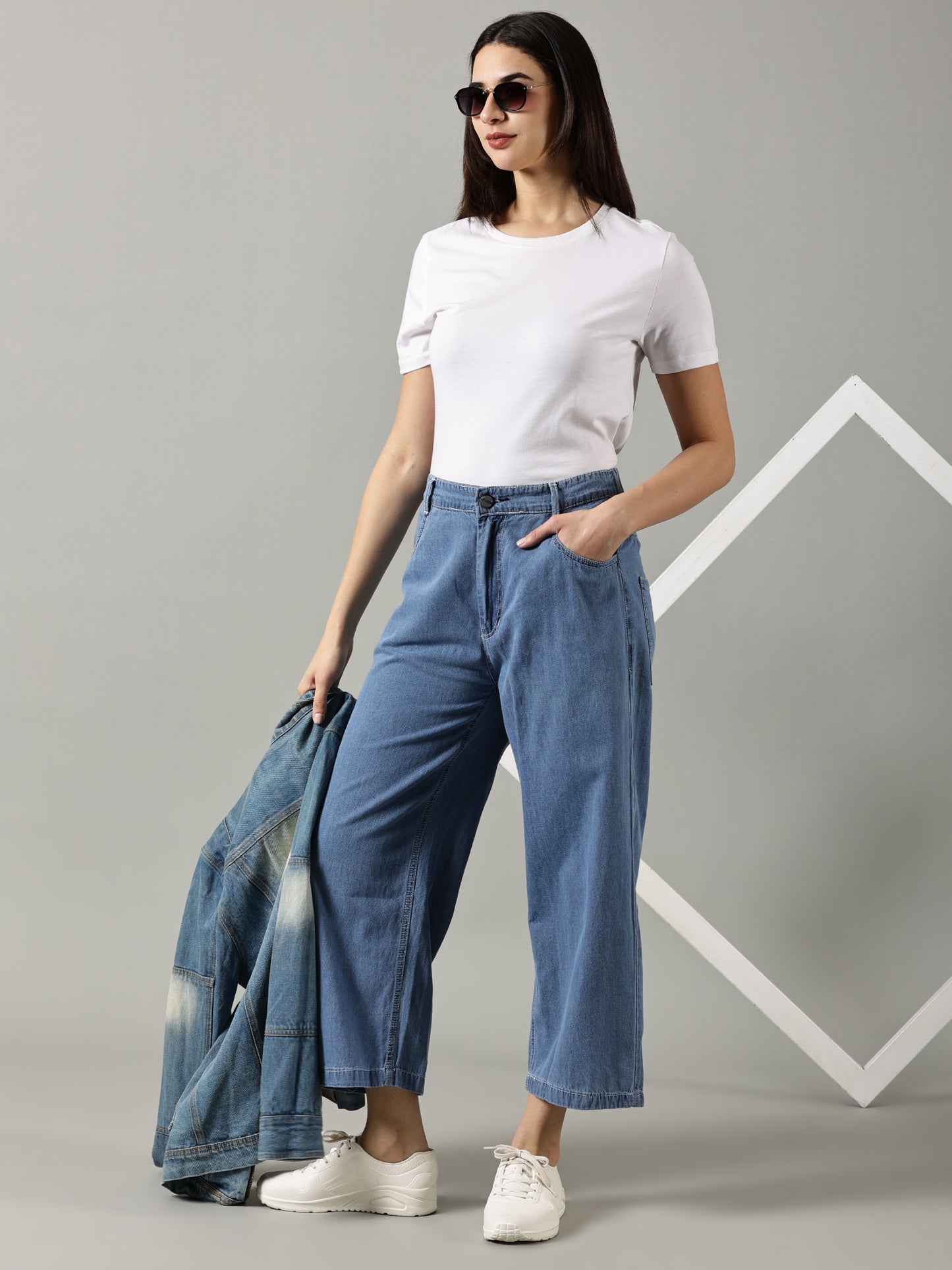 Sky Blue Wide Leg Jeans