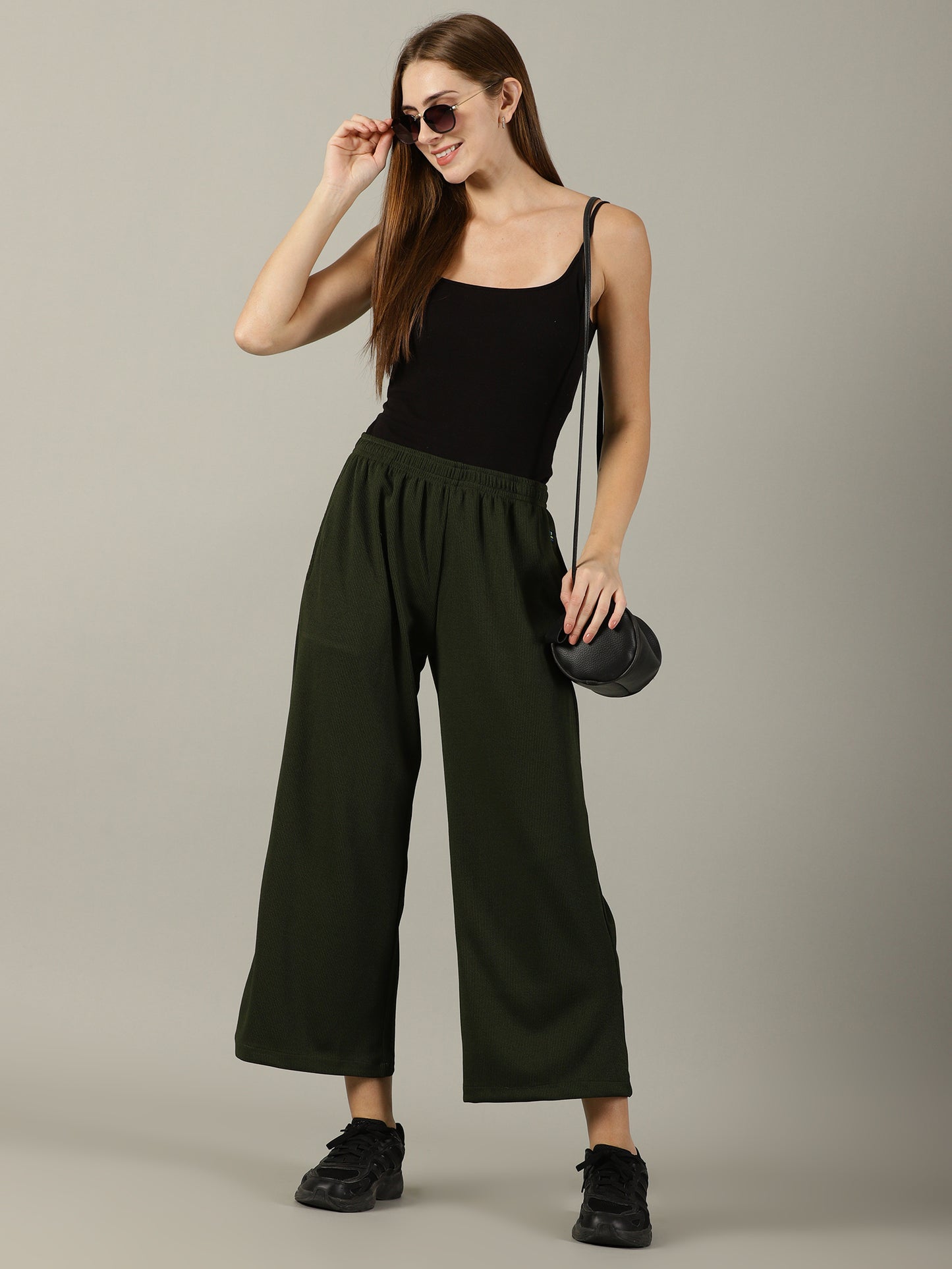 Olive Stretchable Culottes with Pockets