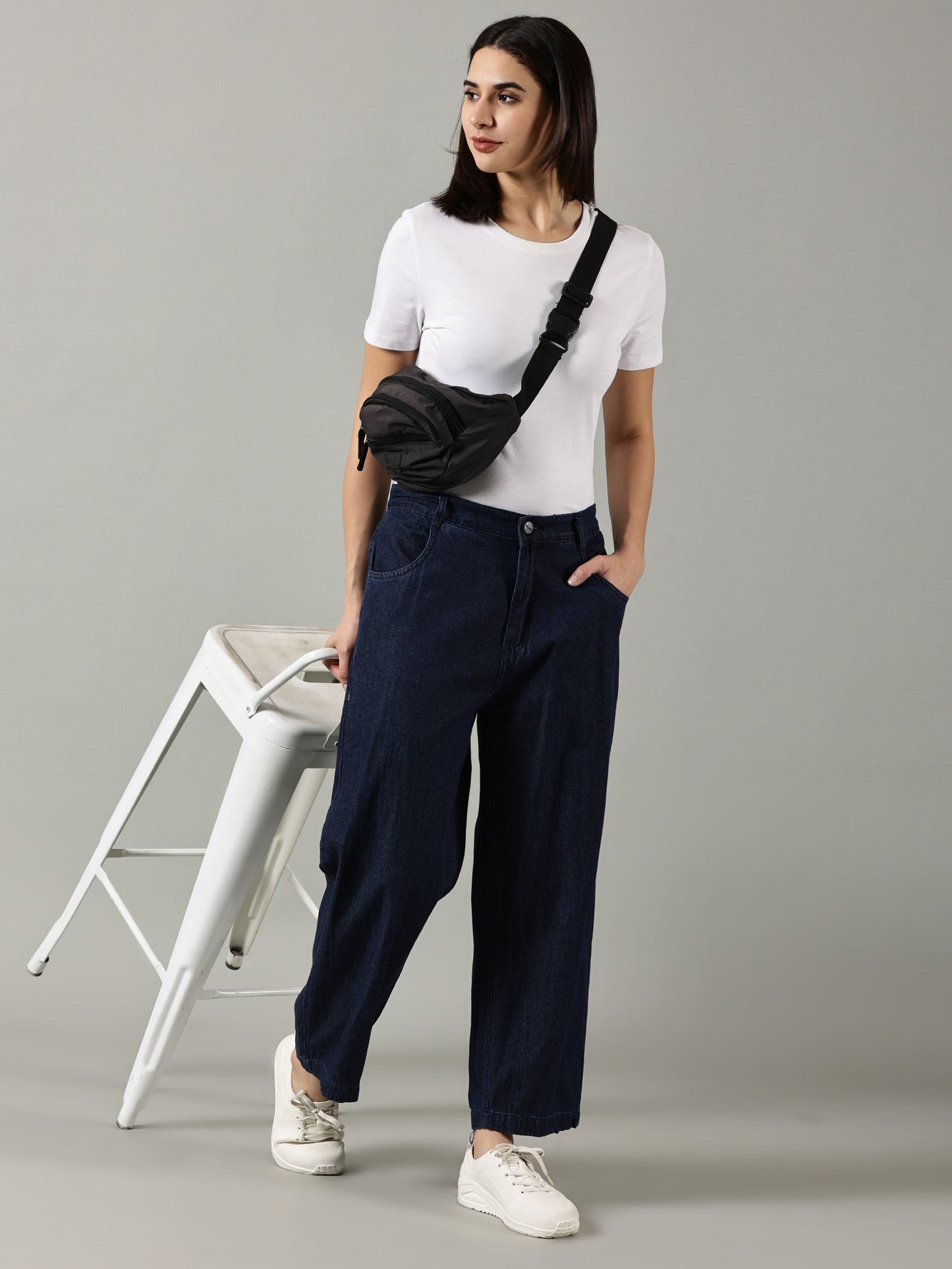 Denim Blue Wide Leg Jeans