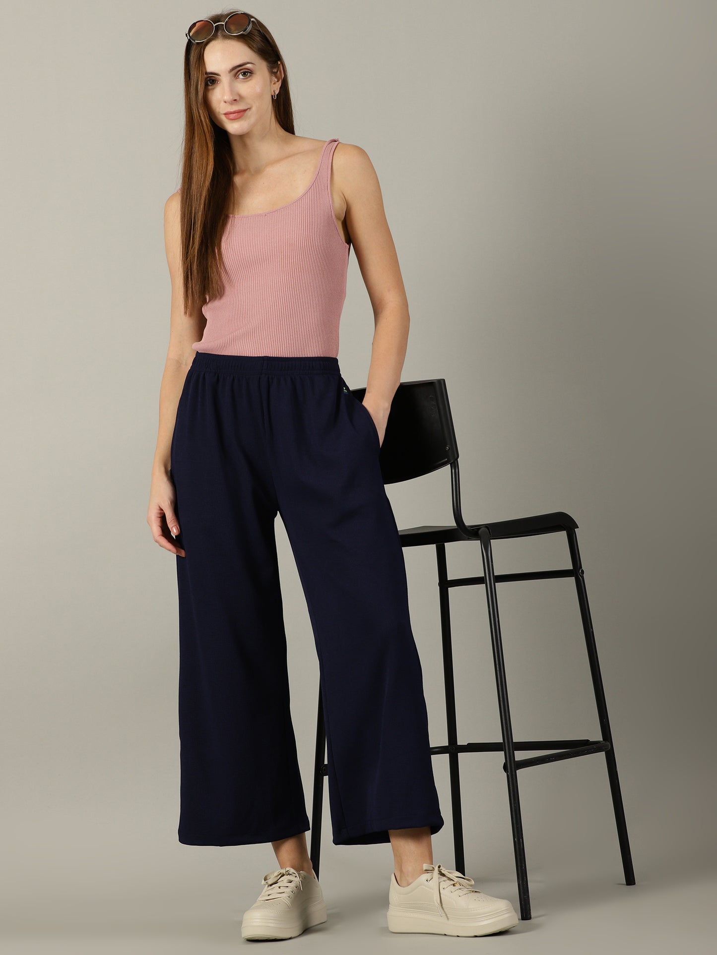 Navy Stretchable Culottes with Pockets