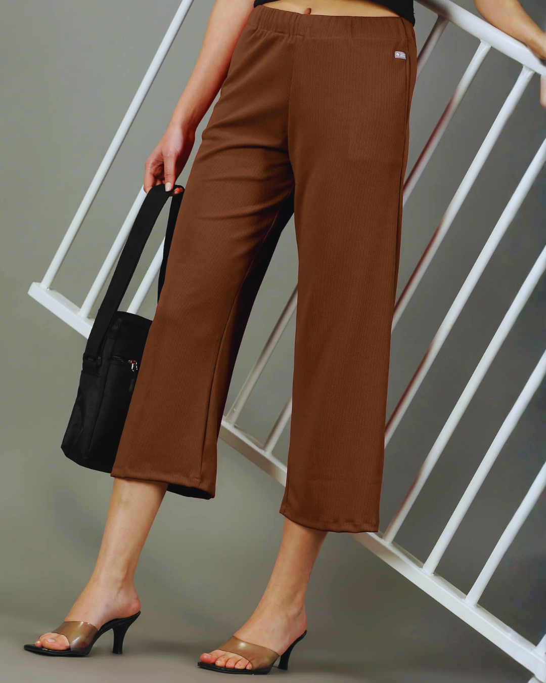 Light Brown Stretchable Culottes with Pockets