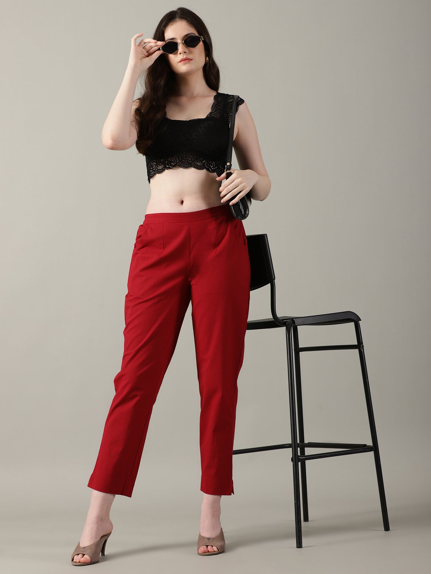 Red Everyday Cotton Pants
