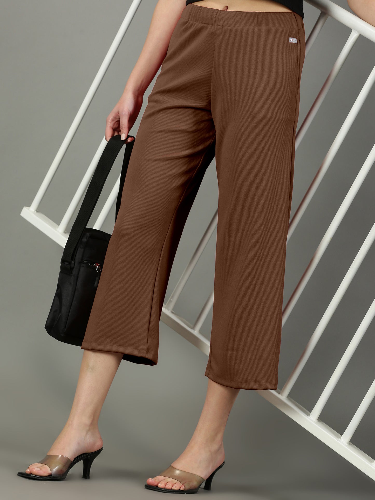 Brown Stretchable Culottes with Pockets