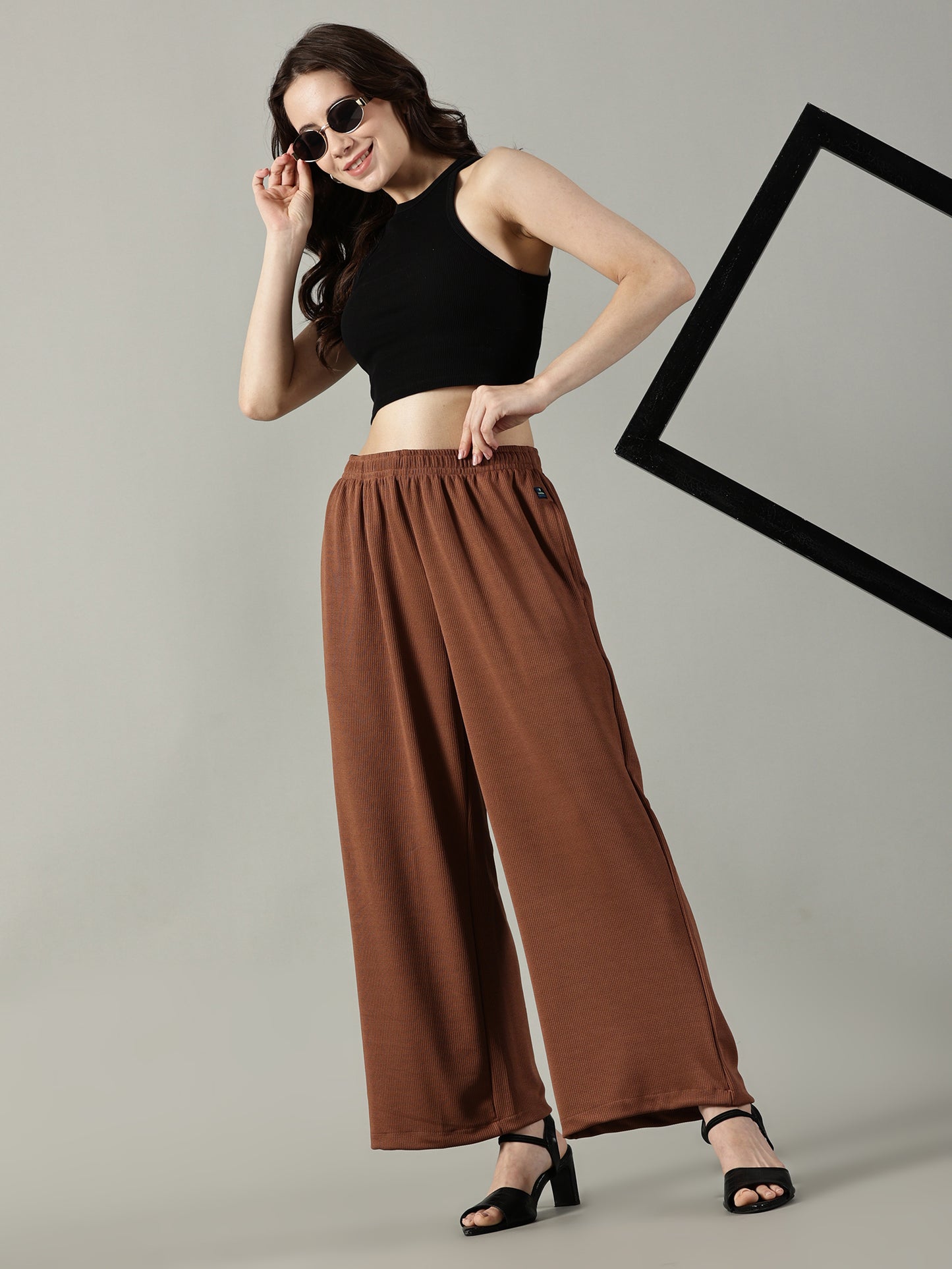 Brown Stretchable Culottes with Pockets