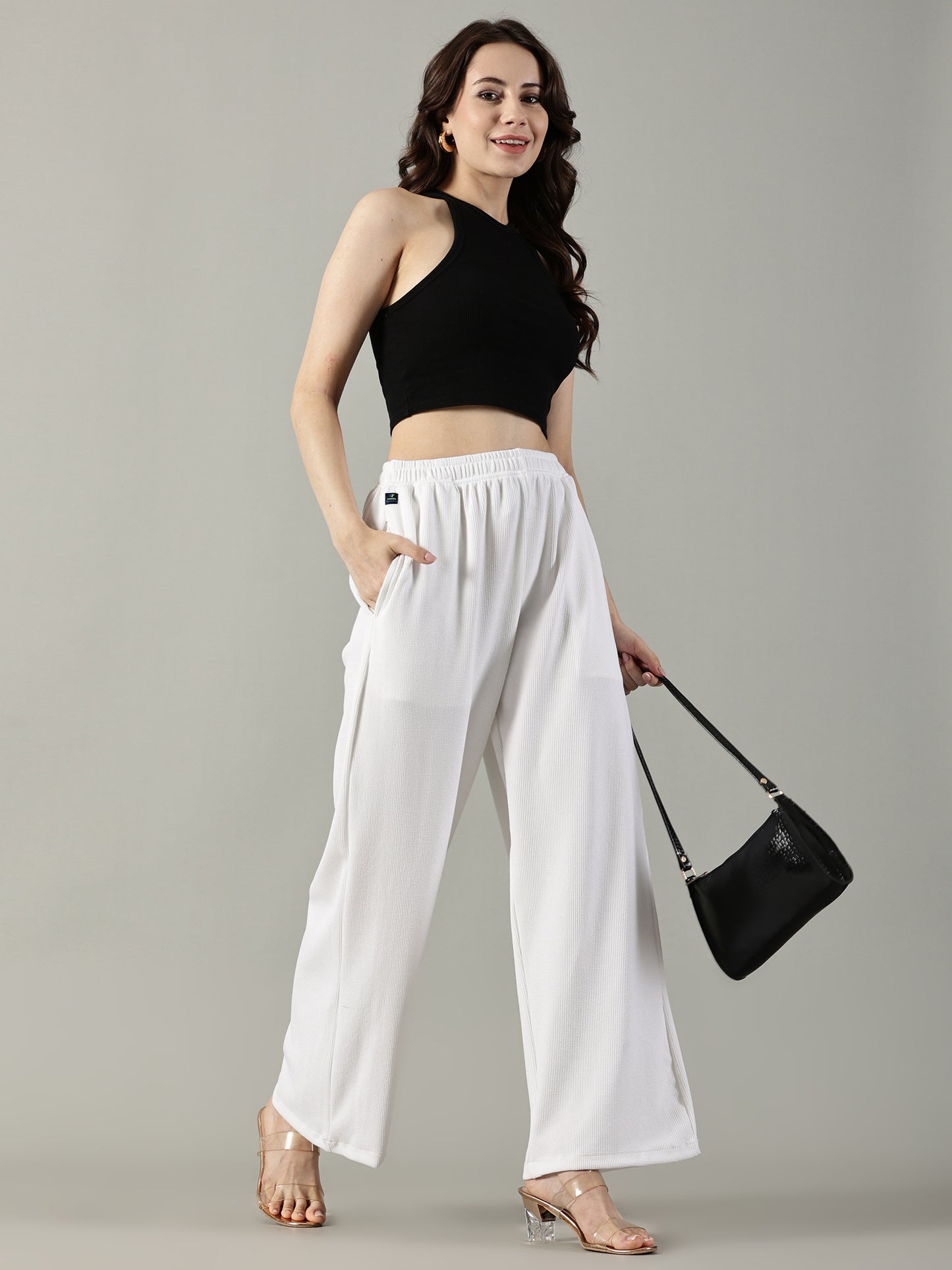 White Stretchable Culottes with Pockets