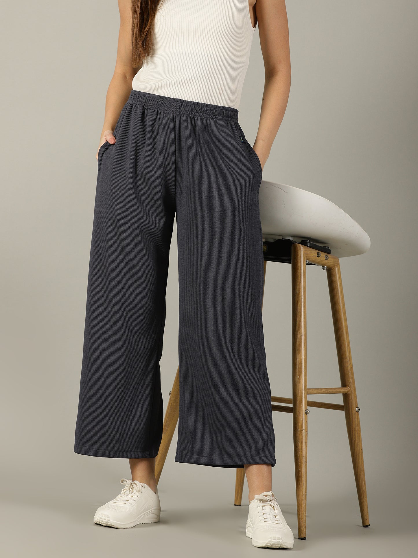 Dark Grey Stretchable Culottes with Pockets