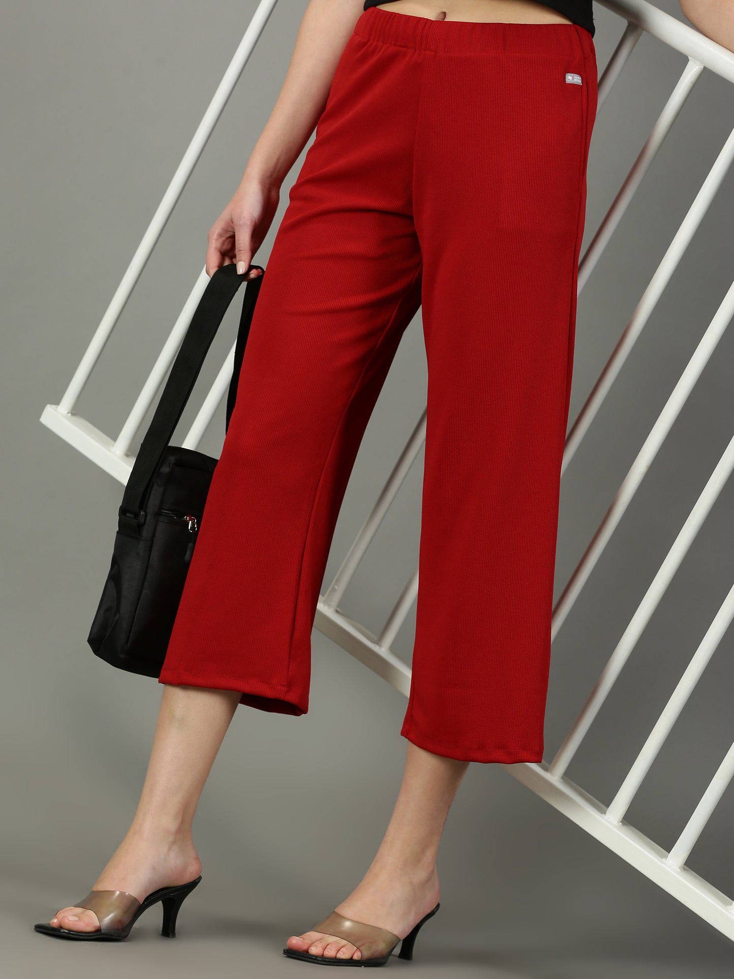 Maroon Stretchable Culottes with Pockets