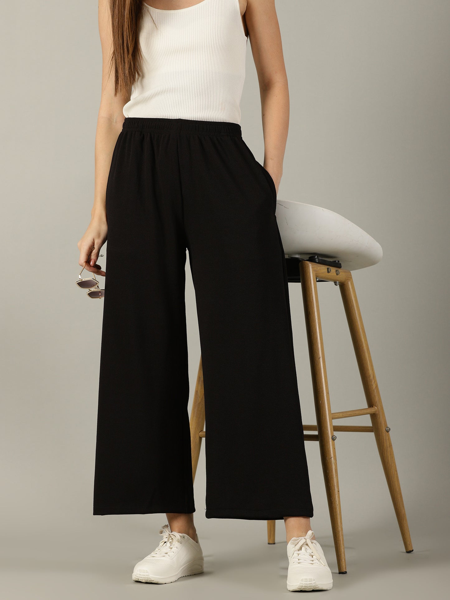 Black Stretchable Culottes with Pockets