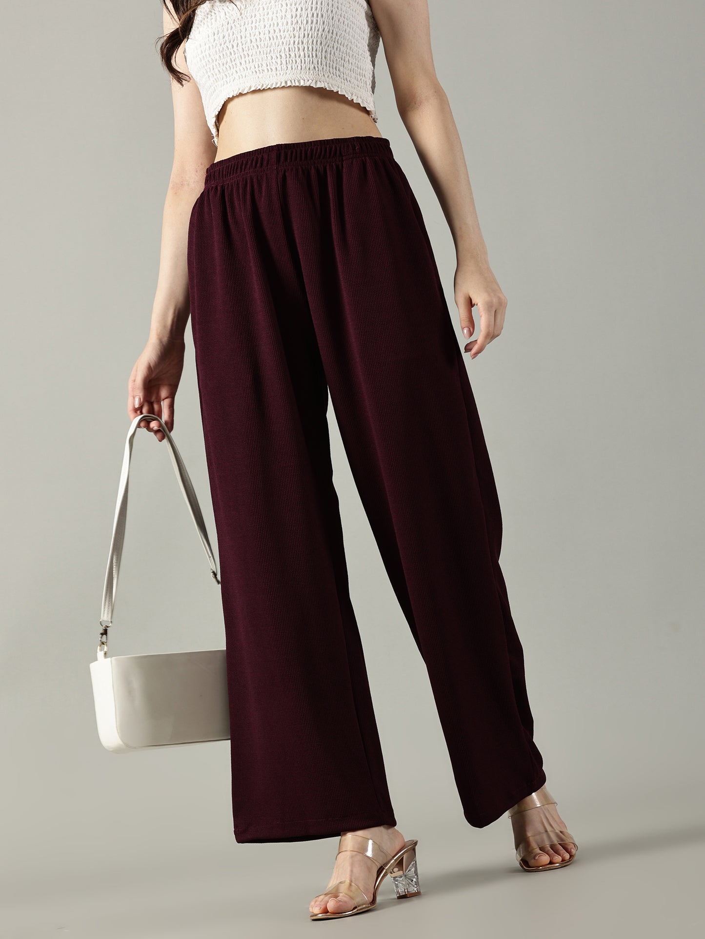Wine Stretchable Culottes with Pockets