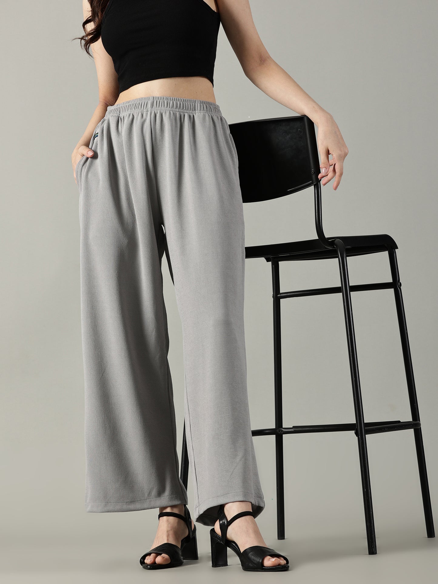 Light Grey Stretchable Culottes with Pockets
