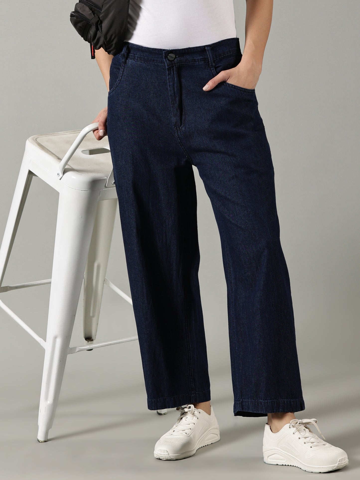 Denim Blue Wide Leg Jeans