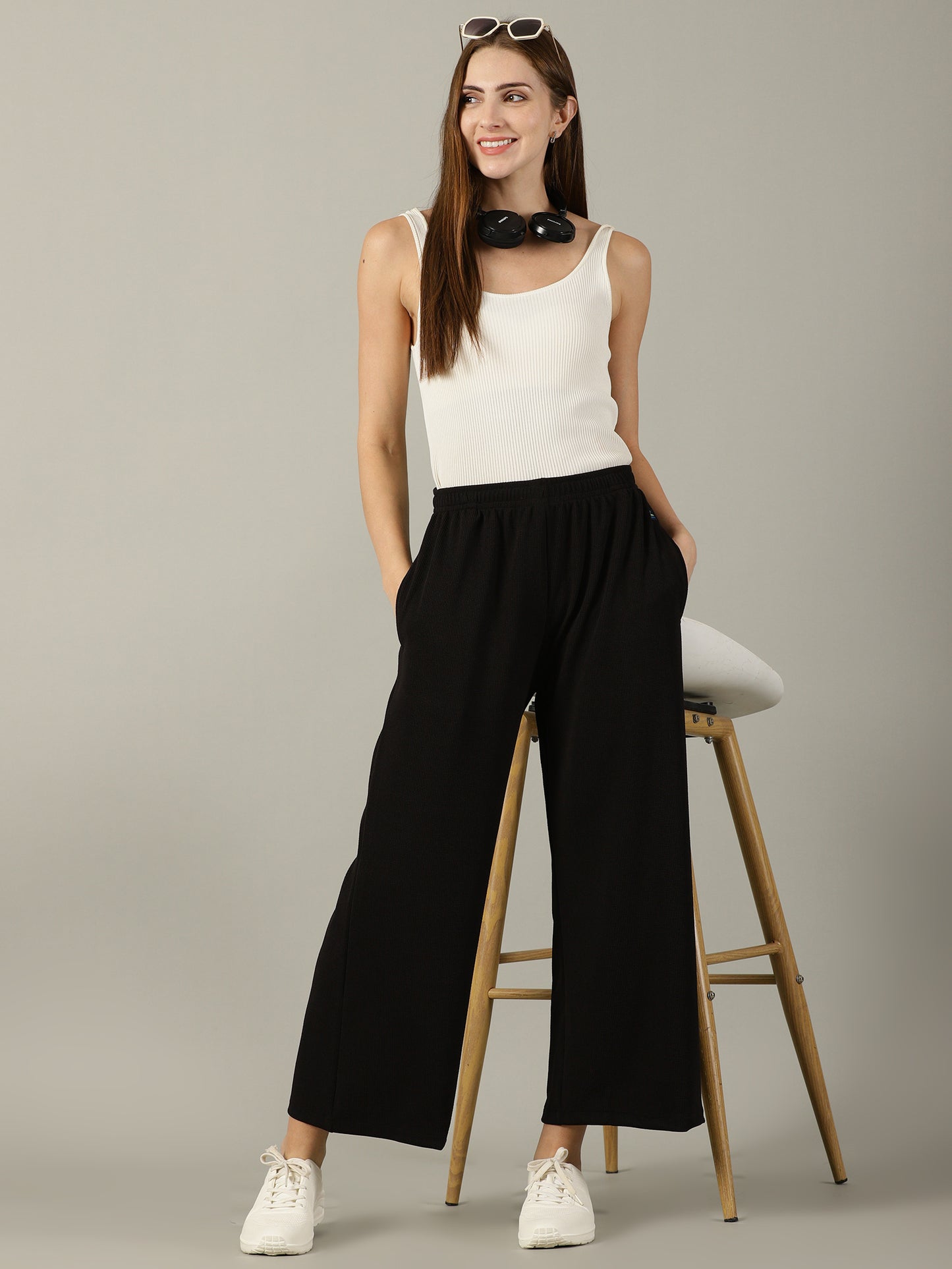 Black Stretchable Culottes with Pockets
