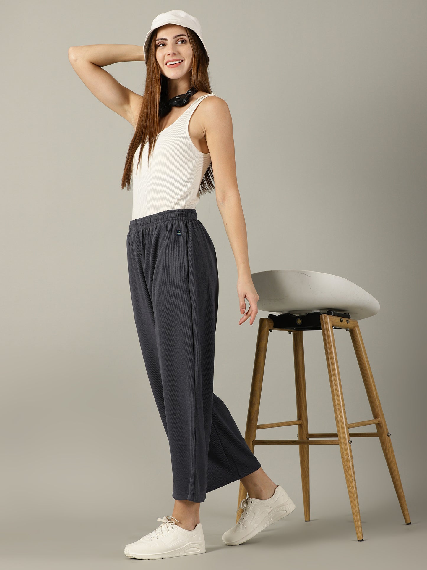 Dark Grey Stretchable Culottes with Pockets