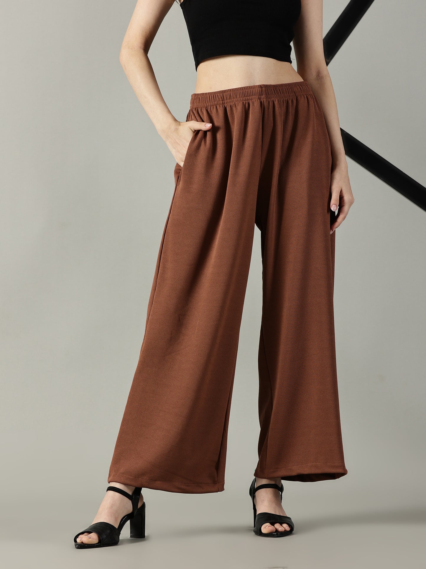 Brown Stretchable Culottes with Pockets