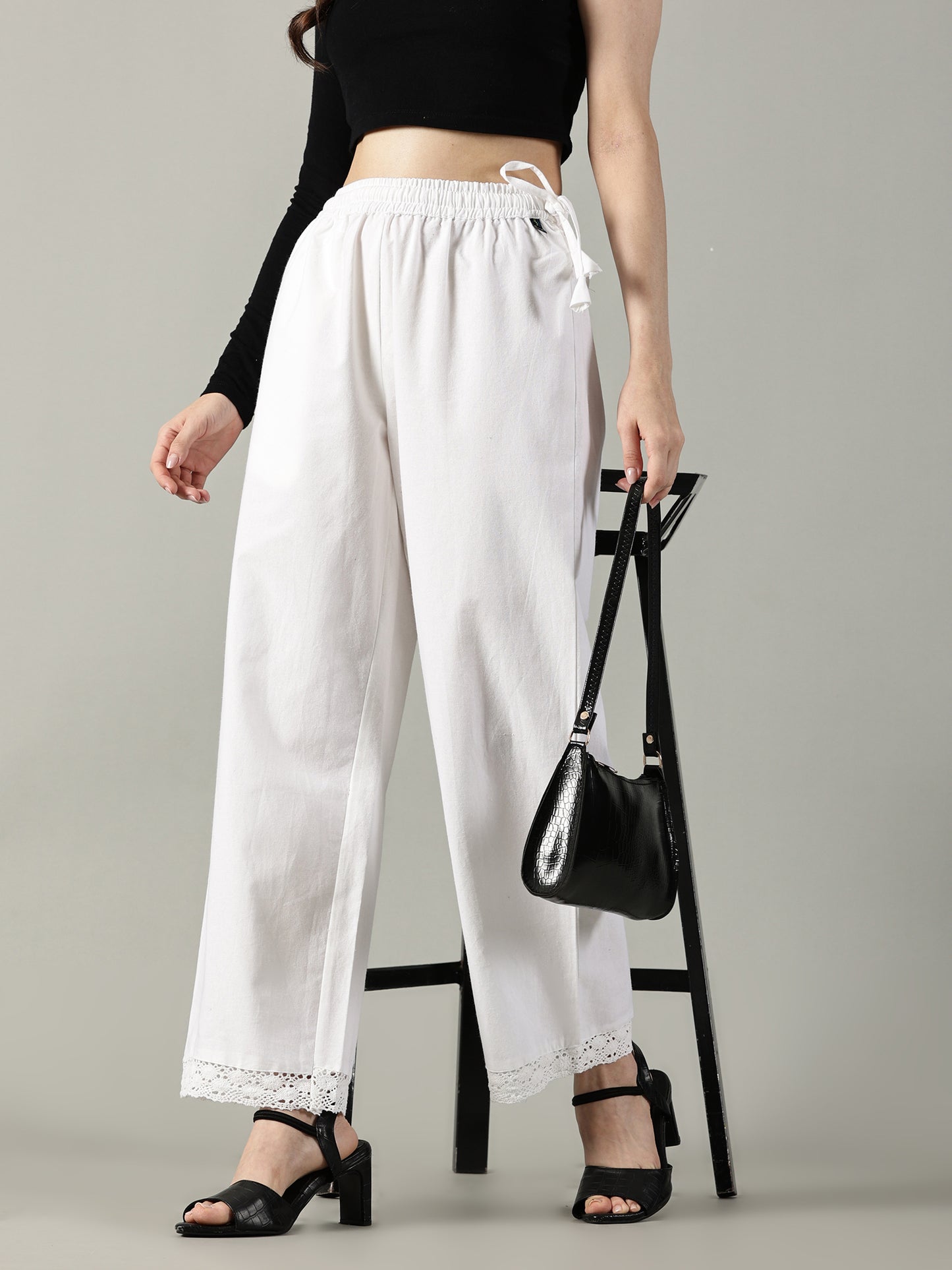 White Cotton Crochet Palazzo