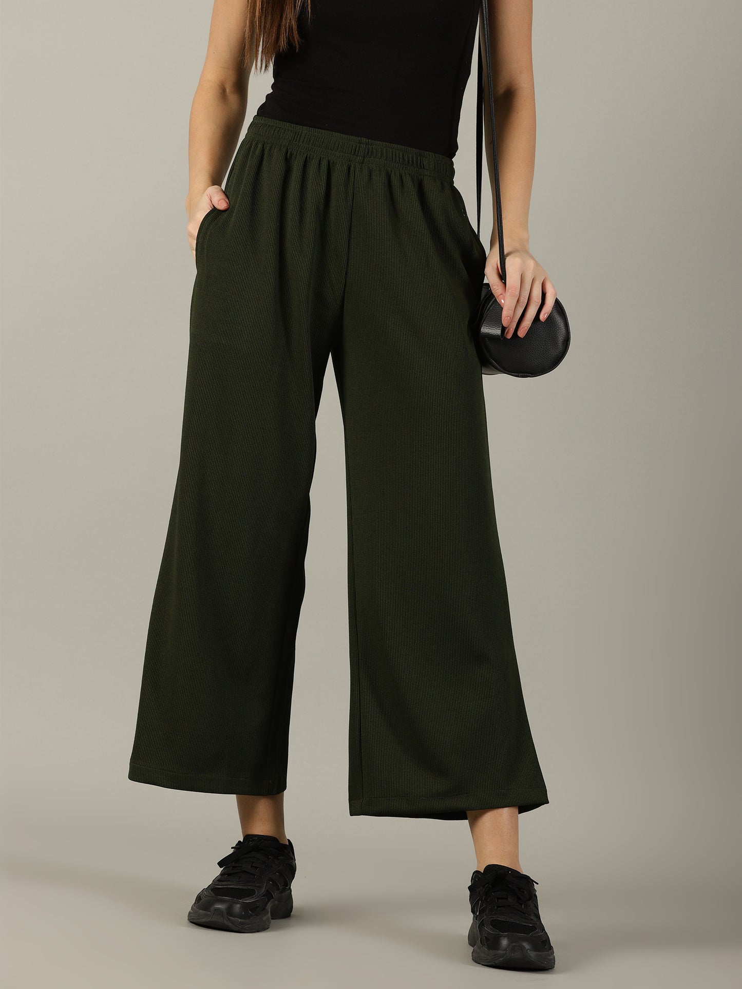 Olive Stretchable Culottes with Pockets