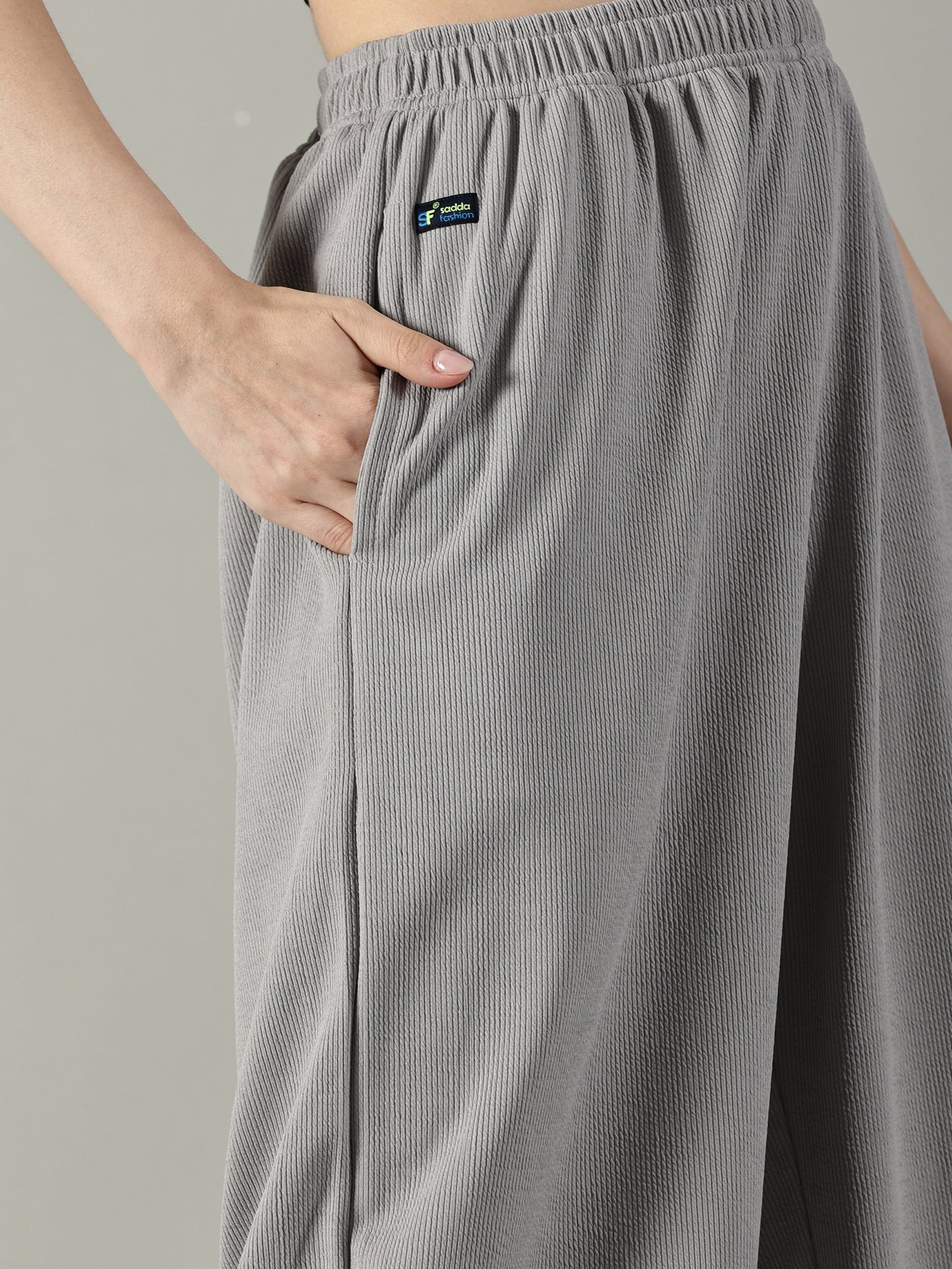 Light Grey Stretchable Culottes with Pockets