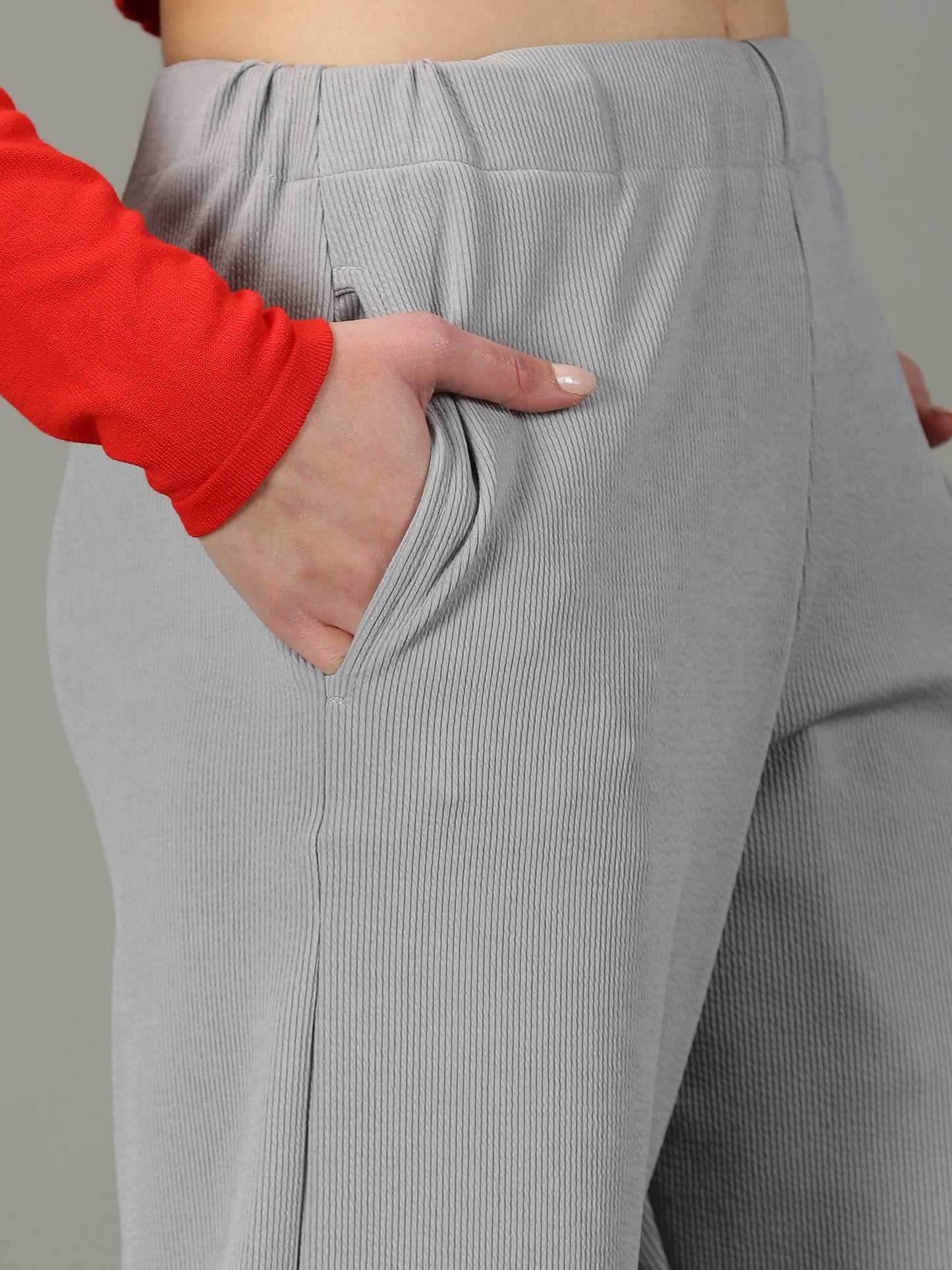 Light Grey Stretchable Culottes with Pockets