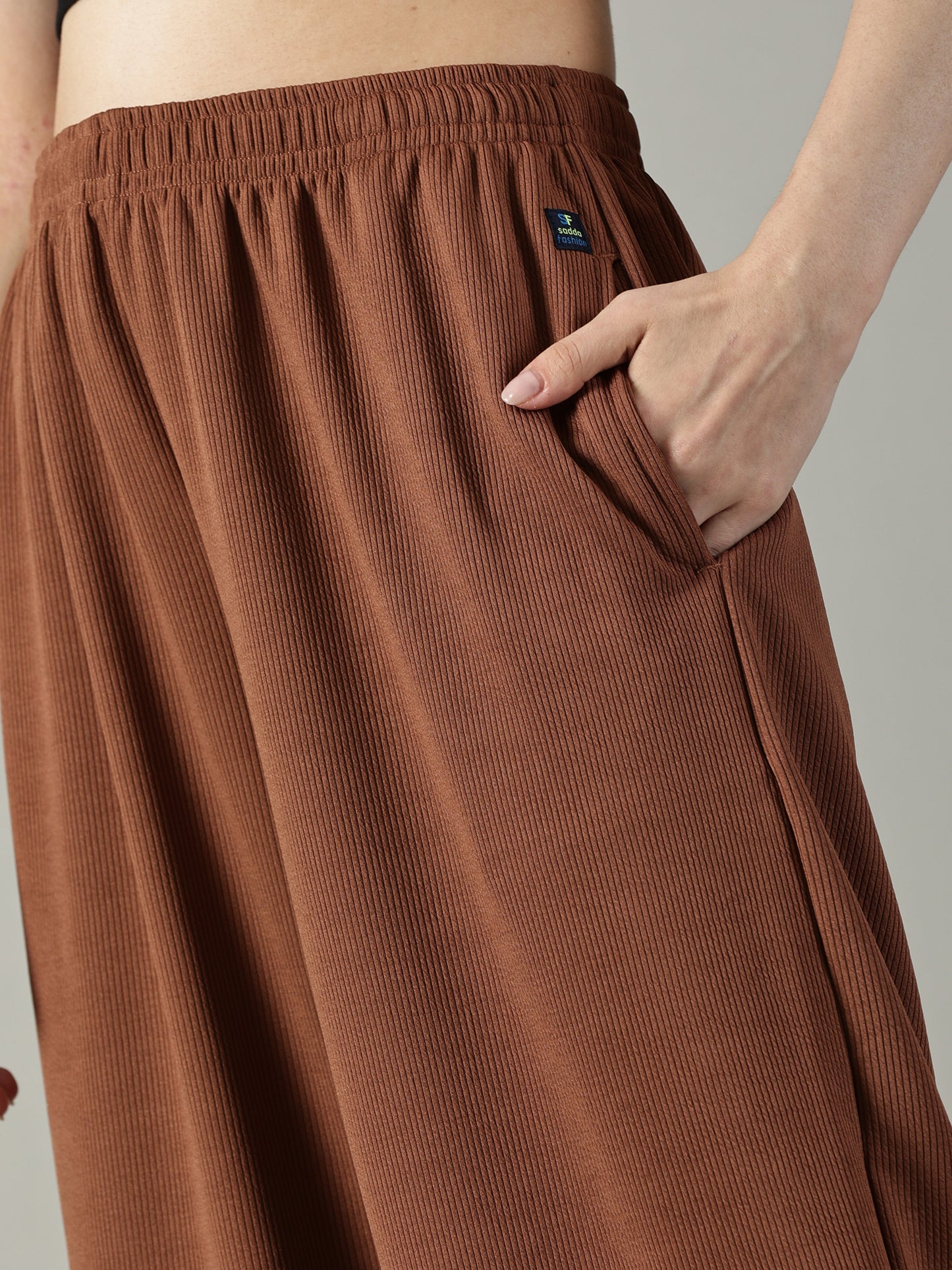 Brown Stretchable Culottes with Pockets