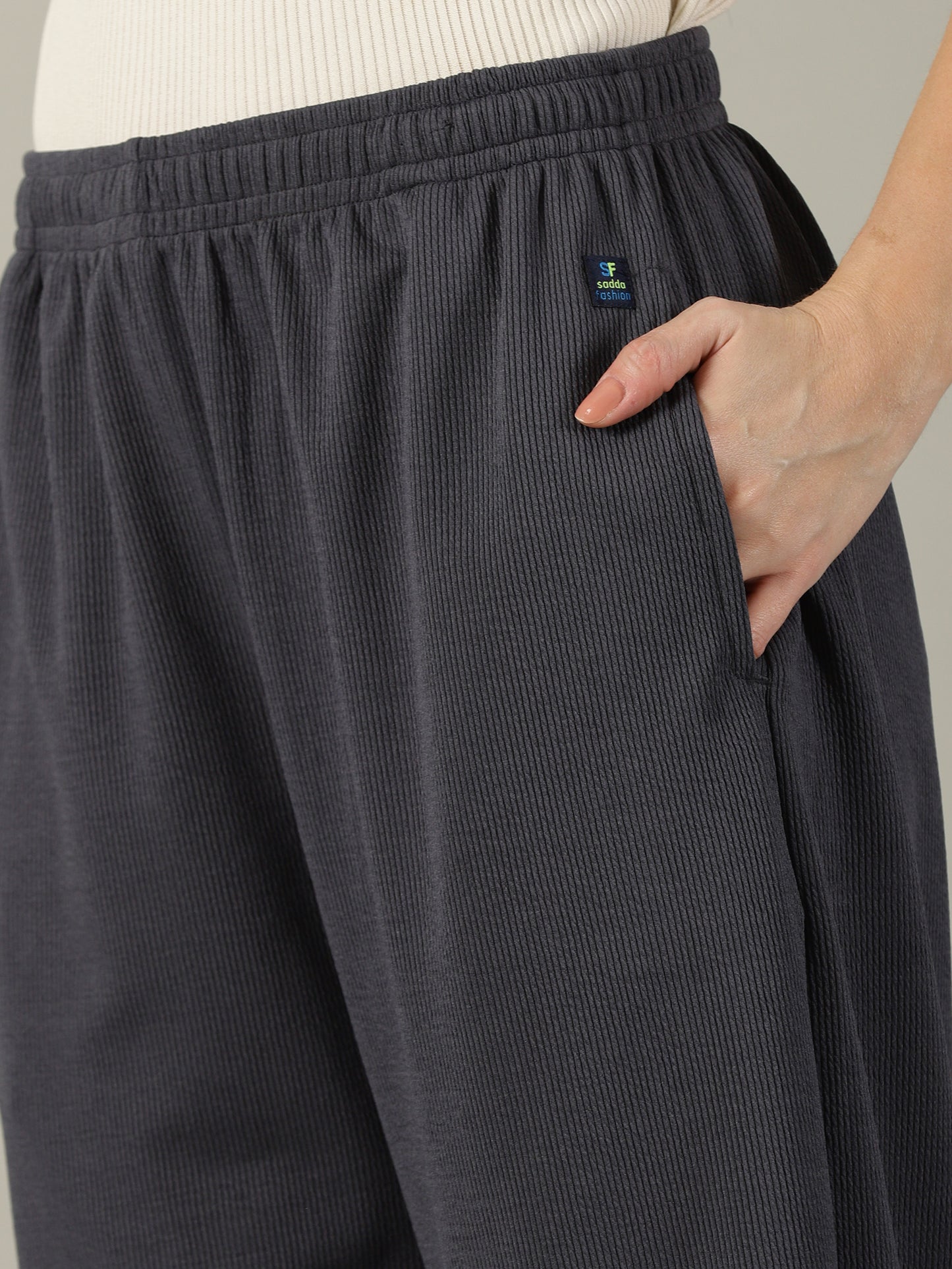 Dark Grey Stretchable Culottes with Pockets