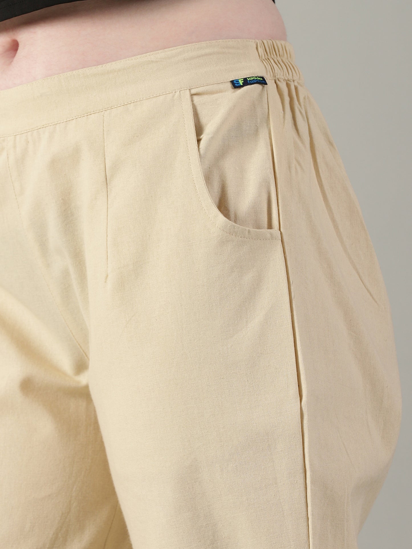 Beige Everyday Cotton Pants