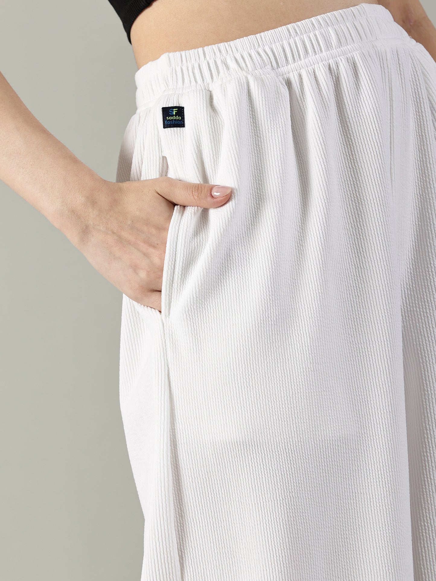 White Stretchable Culottes with Pockets