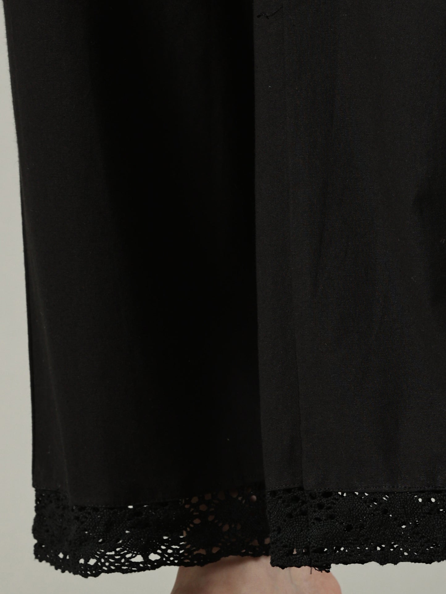 Black Cotton Crochet Palazzo